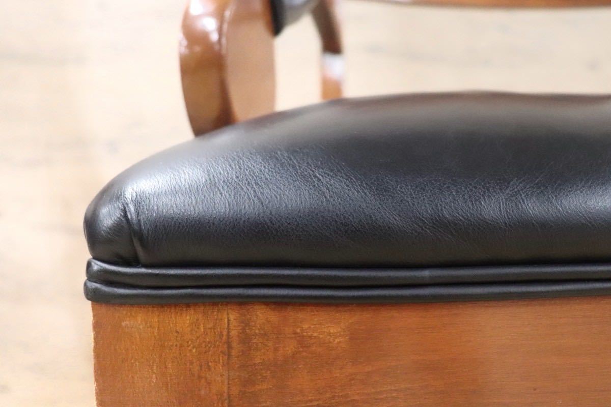 GMGN162B○イタリア製 クラシック モダン ダイニングチェア 椅子 2脚セット セミアームチェア 本革 レザー 西洋 アール・ヌーヴォー