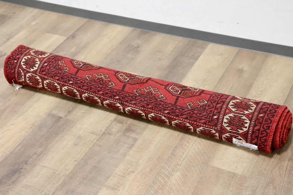 GMGO32○PELSIAN CARPETペルシャ絨毯 バルーチ地方 手織り カーペット ラグ トルクメン絨毯 トライバルラグ 未使用 デッドストック 一点物