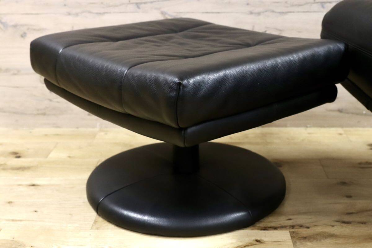 GMHH45○ROLF BENZ / ロルフベンツ Forum フォーラム ラウンジチェア 黒 本革 ヴィンテージ ドイツ IDC大塚家具 回転チェア 約70万 稀少