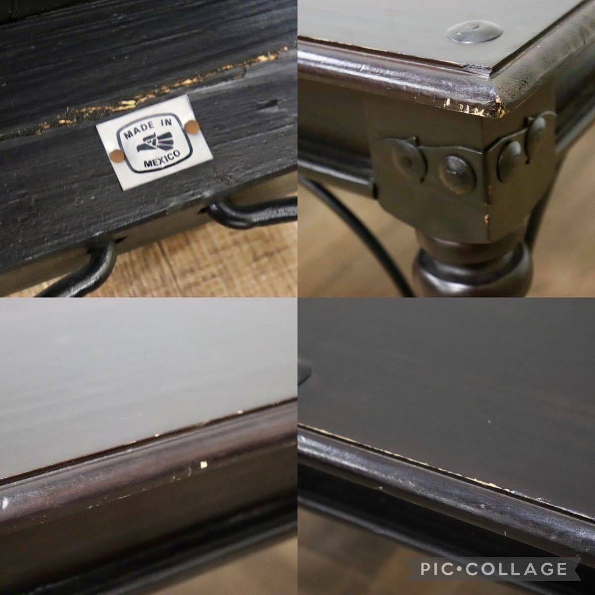 GMGN283○メキシコ製 パイン古材 センターテーブル ローテーブル リビングテーブル 店舗什器 ディスプレイ棚 アンティーク調 輸入家具