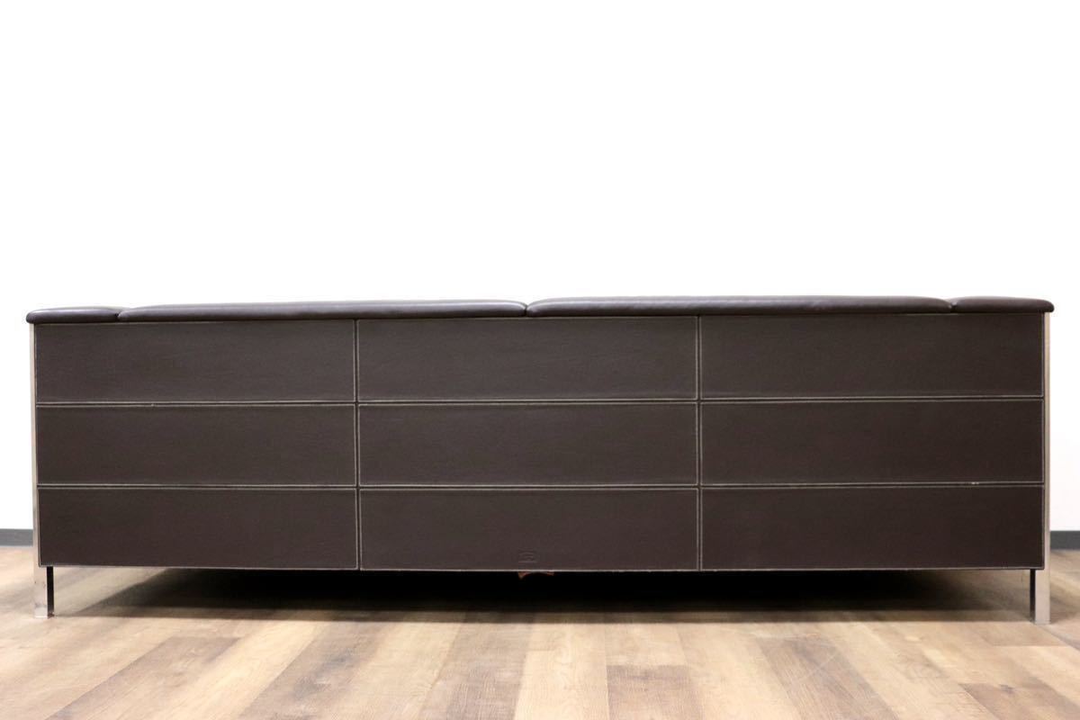 GMGH195○Poltrona Frau / ポルトローナ フラウ Talus タルス 3人掛けソファ トリプルソファ 本革 ブラウン IDC大塚家具 定価約130万 美品