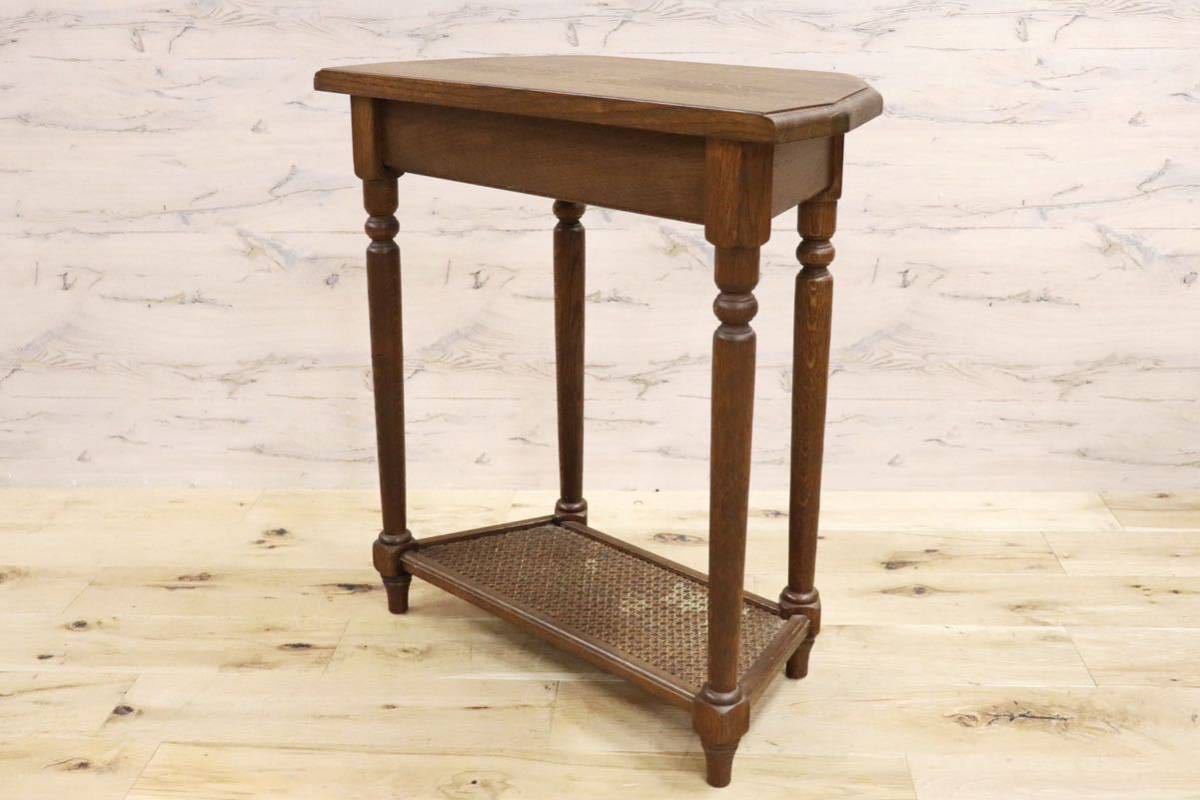 GMGH239○オランダ製 ダッチカントリースタイル 花台 飾り台 電話台 オーク無垢材 レトロ カントリー 民藝 ノスタルジック