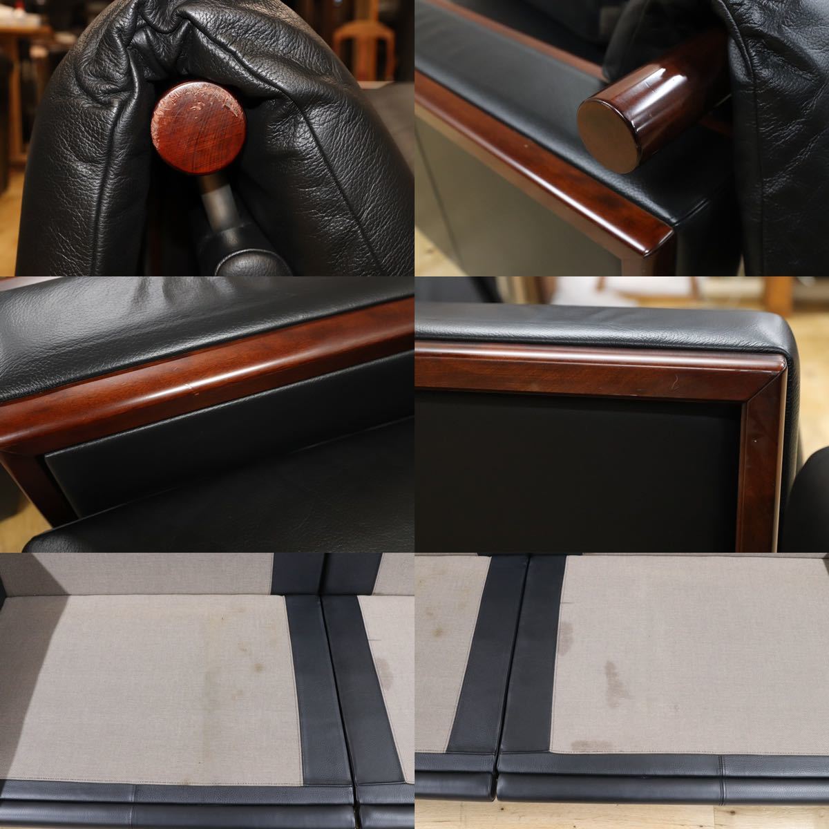 GMFK575○MORISHIGE / モリシゲ プレステージ 3人掛けソファ トリプルソファ 黒総革 IDC大塚家具 最高級 リビング チェア 約85万