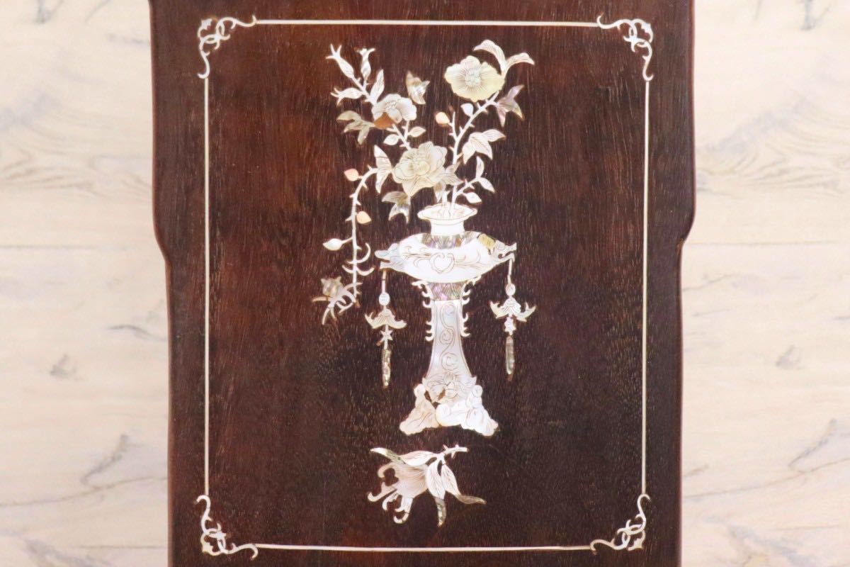 GMGH205B○中国美術 アームチェア ラウンジチェア 椅子 唐木 天然木 花梨 螺鈿細工 彫刻 最高級