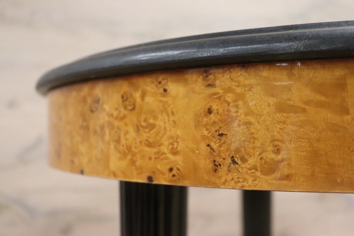 GMGN233D○イタリア製 サイドテーブル 丸テーブル バーズアイメープル 御影石 エレガント クラシック ヨーロッパ家具 ※引取り推奨