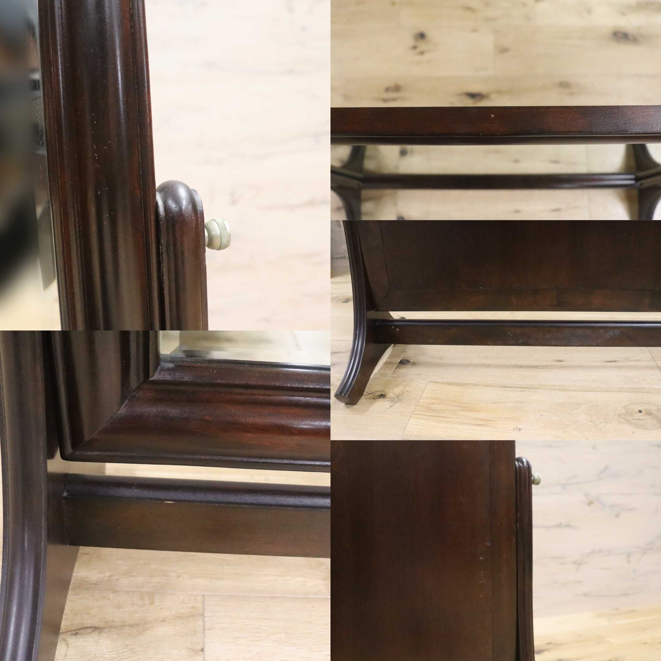 GMGH296○松本民芸家具 スタンドミラー 姿見 置き鏡 卓上ミラー 最高峰 ミズメザクラ 昭和レトロ 国産家具 定価約14万