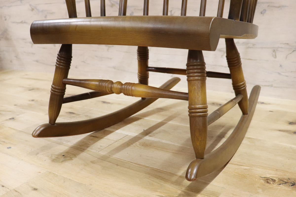 GMGH92○HIDA / 飛騨産業 キツツキ ロッキングチェア 揺り椅子 オーク 無垢材 レトロ カントリー ヴィンテージ 飛騨家具 穂高