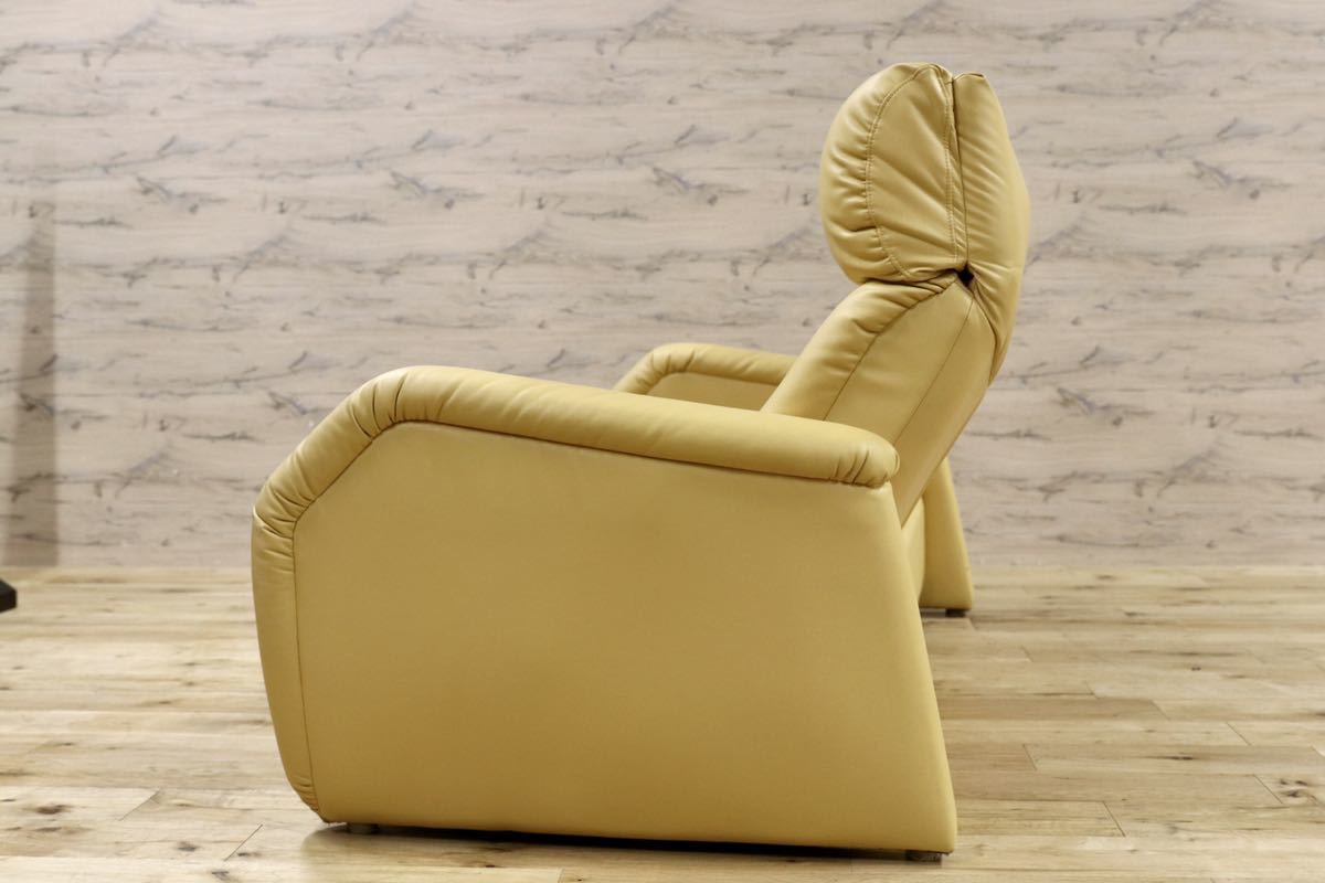 GMGH184○MARUICHI / マルイチセーリング マンスリー 3人掛けソファ トリプルソファ イエロー リクライニングソファ 合皮 定価24万