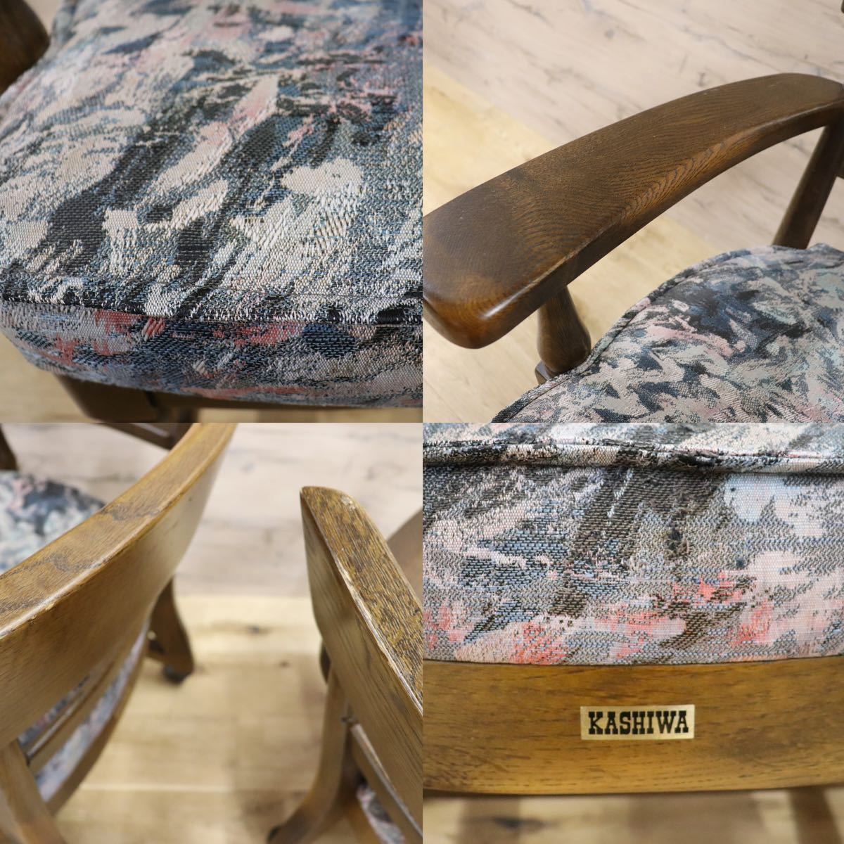 GMGS61A○柏木工 / KASHIWA ウィルダネス ダイニングチェア 椅子 飛騨家具 オーク材 無垢材 レトロカントリー 2脚セット キャスター付き