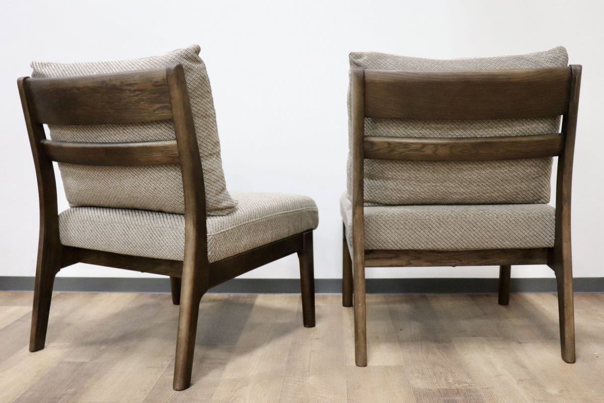 GMGN171A○浜本工芸 / HAMAMOTO ダイニンチェア アームレスチェア 椅子 2脚セット 無垢 楢材 ファブリック 国産家具 定価約17万 展示品