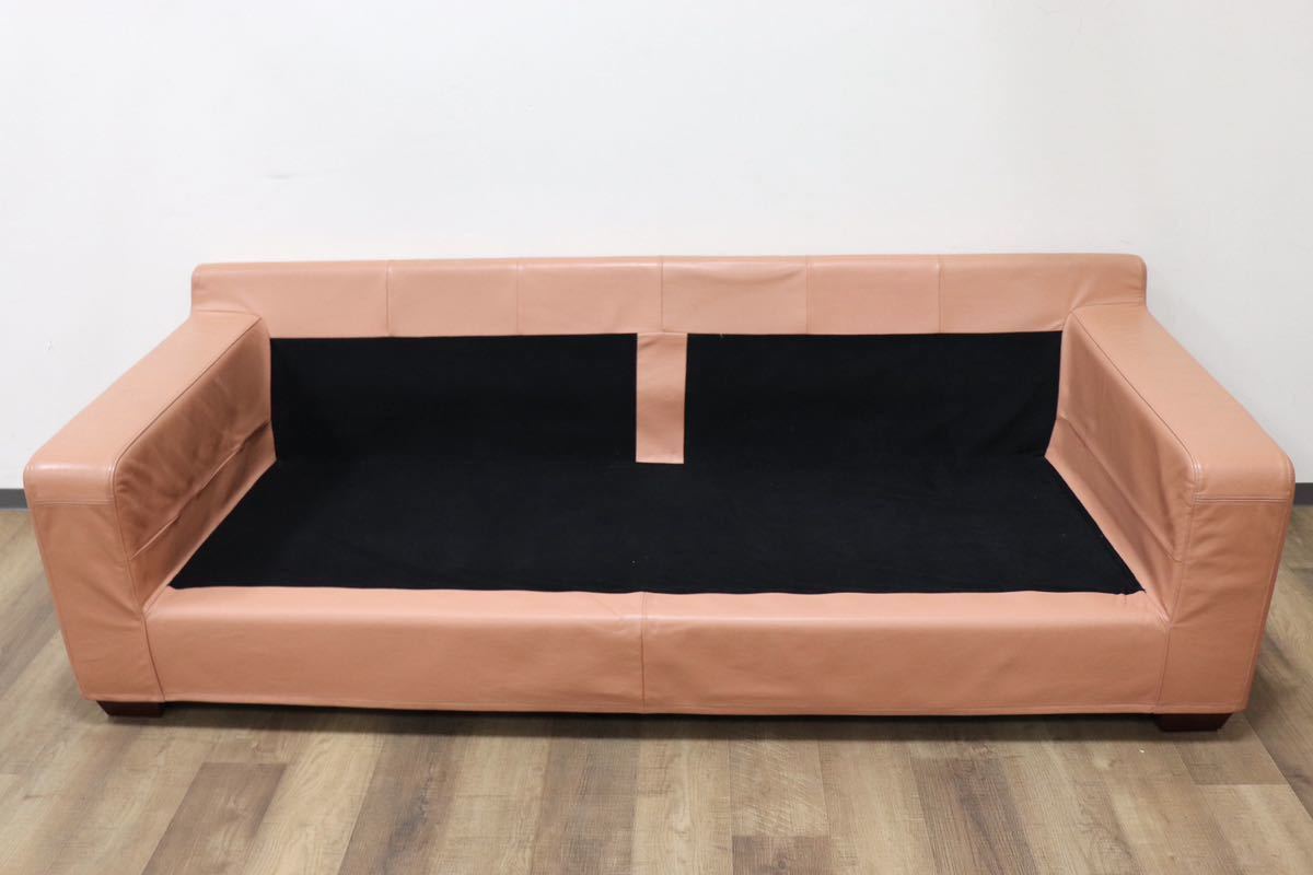 GMGH271○ユーカス Kurie クリエ 3人掛けソファ トリプルソファ ワイドソファ 本革 オットマン スツール ペールオレンジ モダン 定価約23万