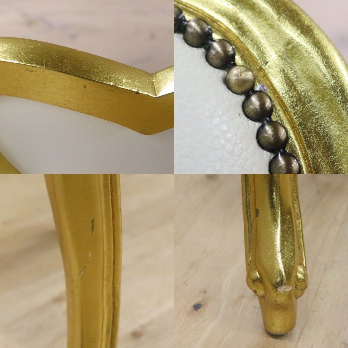 GMGN180B○アンティーク調 ハートチェア ダイニングチェア 椅子 猫脚 クラシック エレガント レザー ホワイト