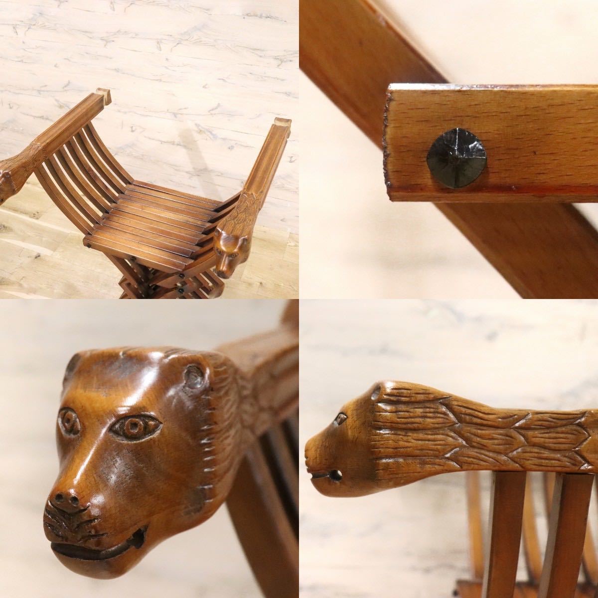 GMGN144○イタリア製 サヴォナローラチェア 飾り椅子 ラウンジチェア 折りたたみ椅子 椅子 木製 彫刻 ヨーロッパ家具