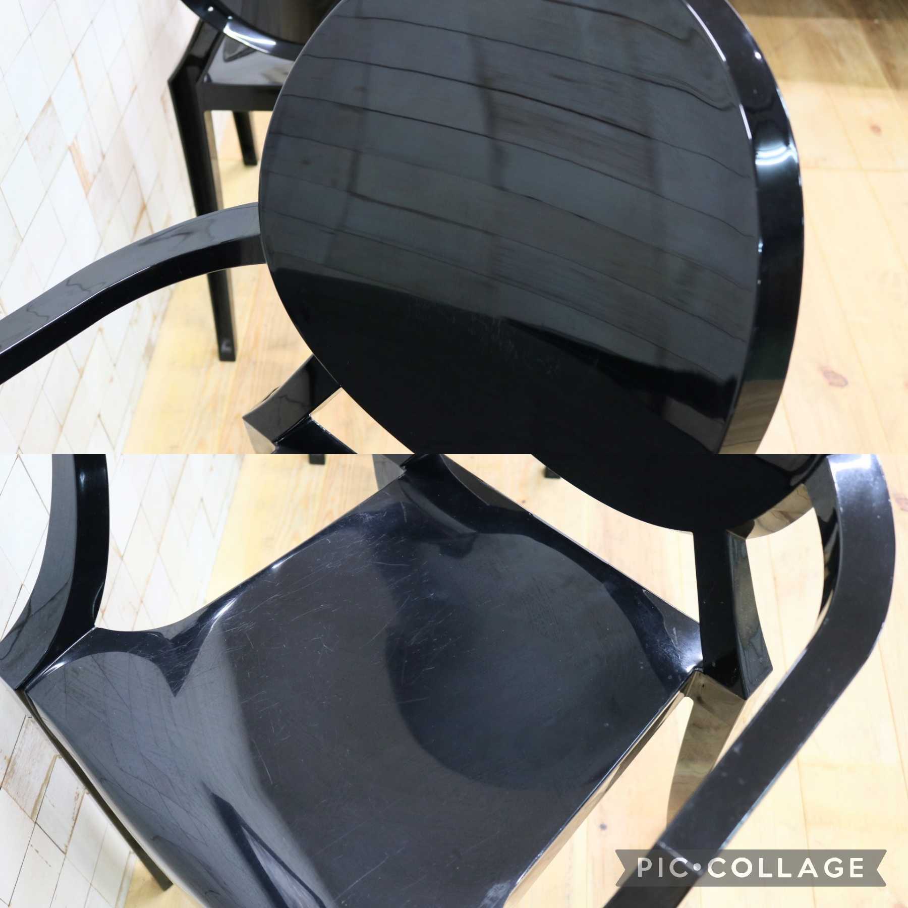 GMIK436B○Kartell / カルテル LOUIS GHOST ルイゴースト スタッキングチェア 2脚セット ガーデンチェア 椅子 アームチェア ブラック