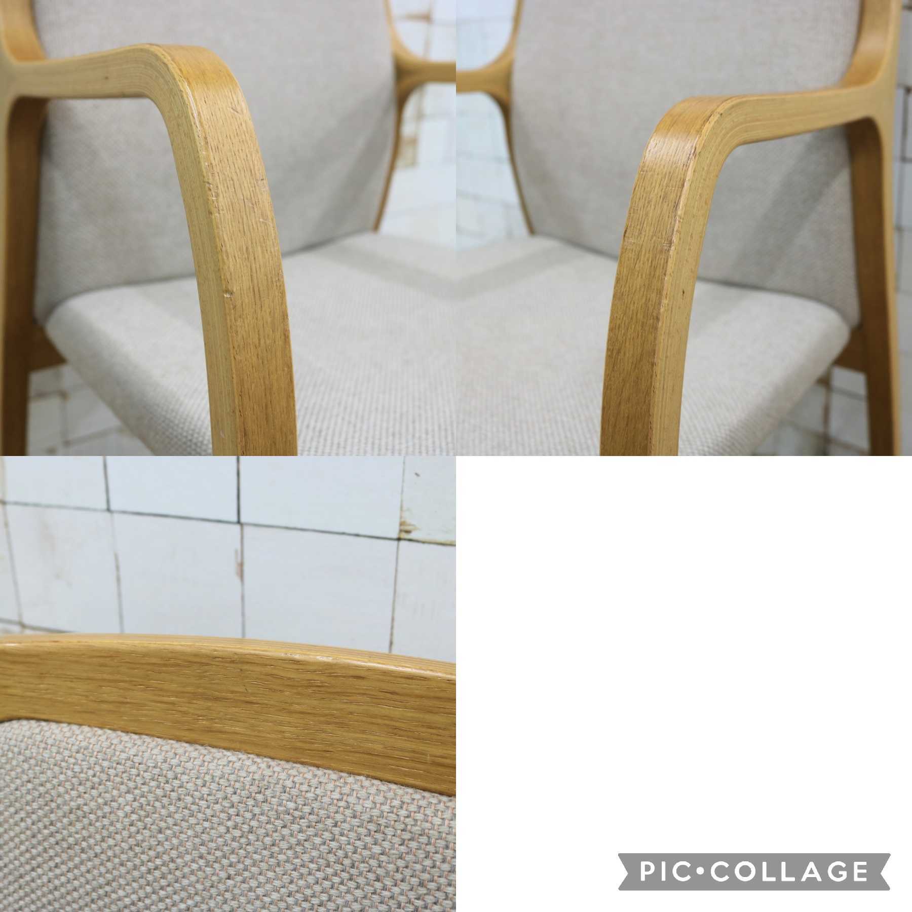 GMIK580A○Tendo / 天童木工 ダイニングチェア アームチェア 椅子 肘掛 ベージュ 曲木 ファブリック ナチュラル モダン