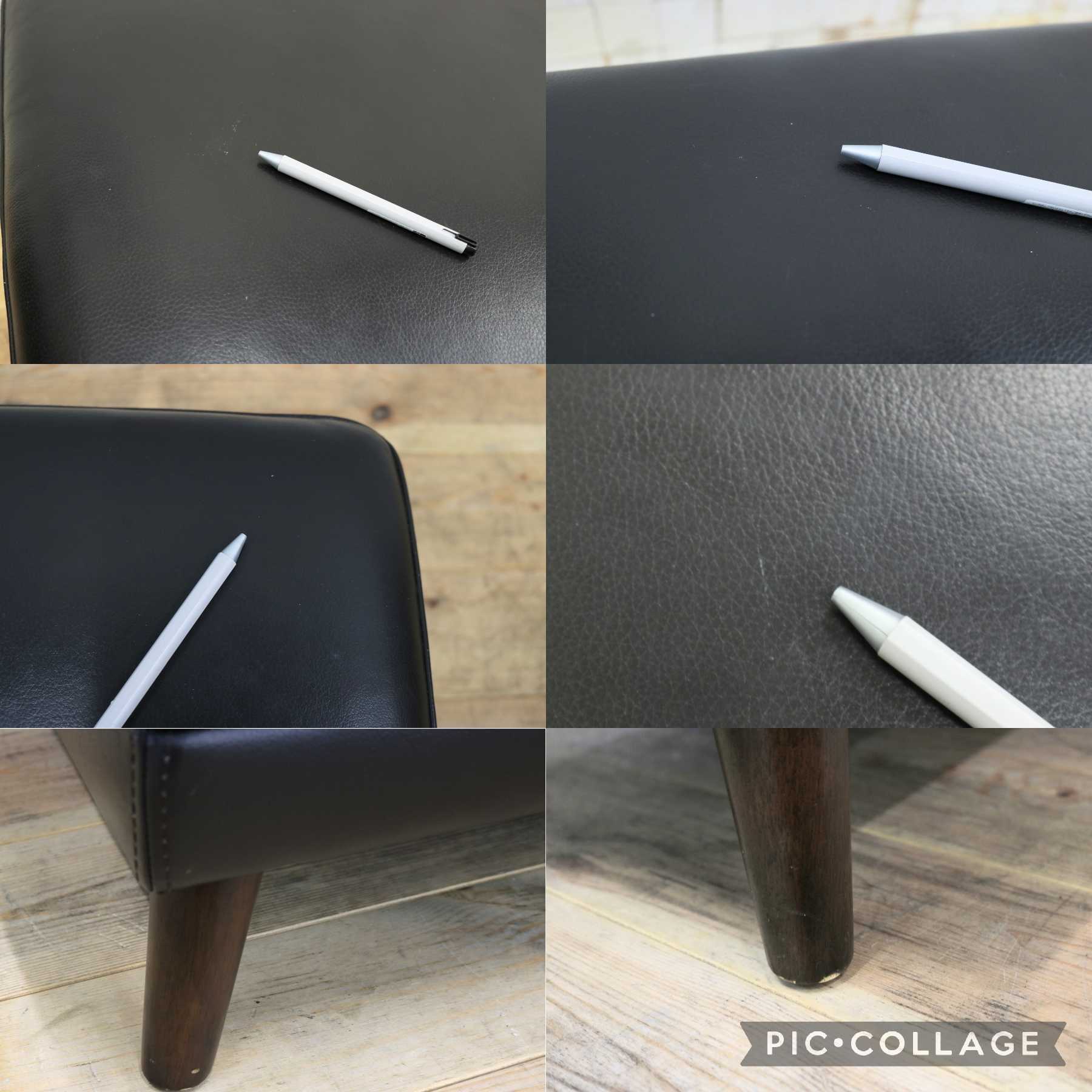 GMIK608◯オットマン フットスツール 腰掛け 足置き 本革 レザー ブラック モダン