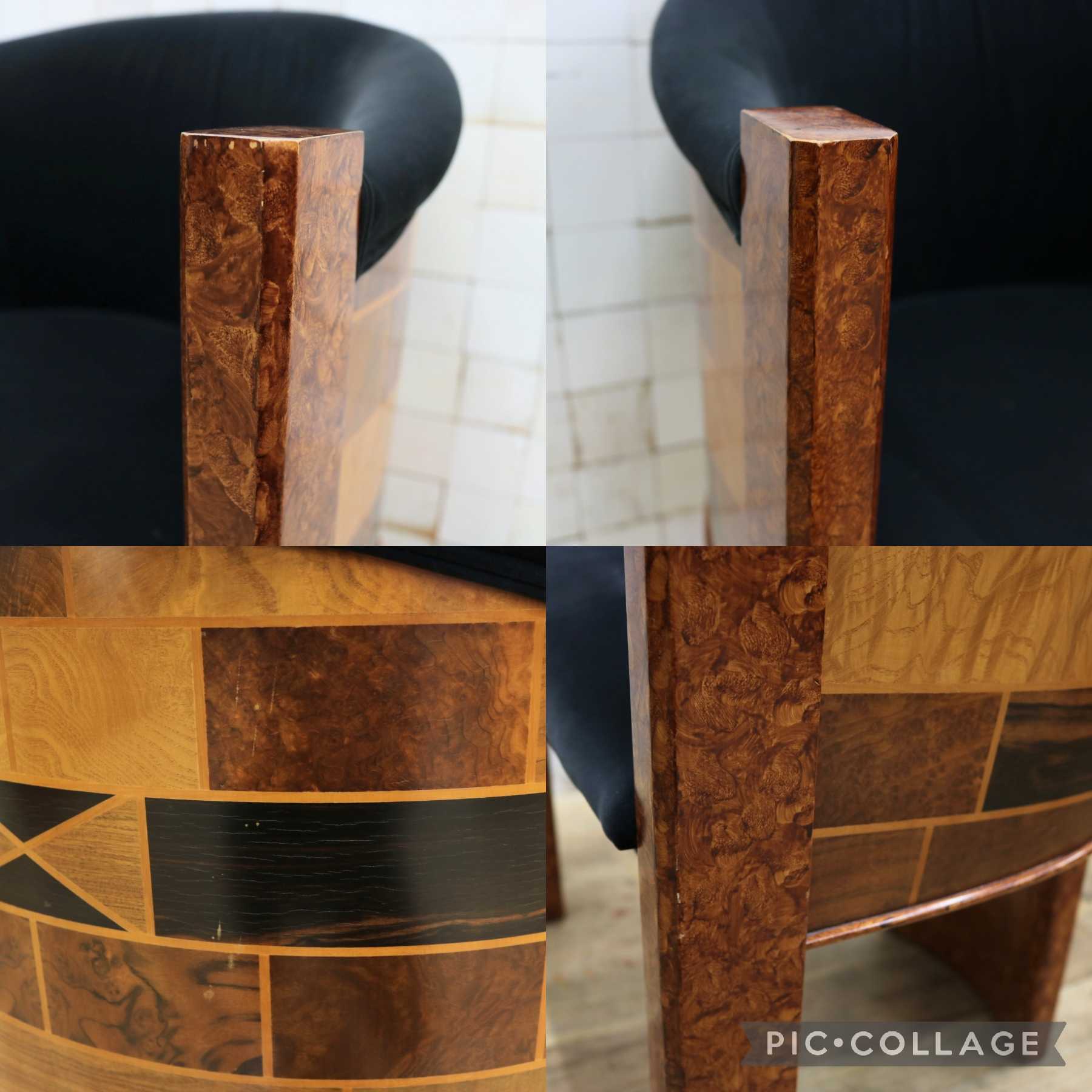 GMIK637D◯ベンフェラーラコレクション 椅子 アームチェア ファブリック Pepe Benlliure ペペ・ベンリウレ 象嵌細工 レッドウッド 希少