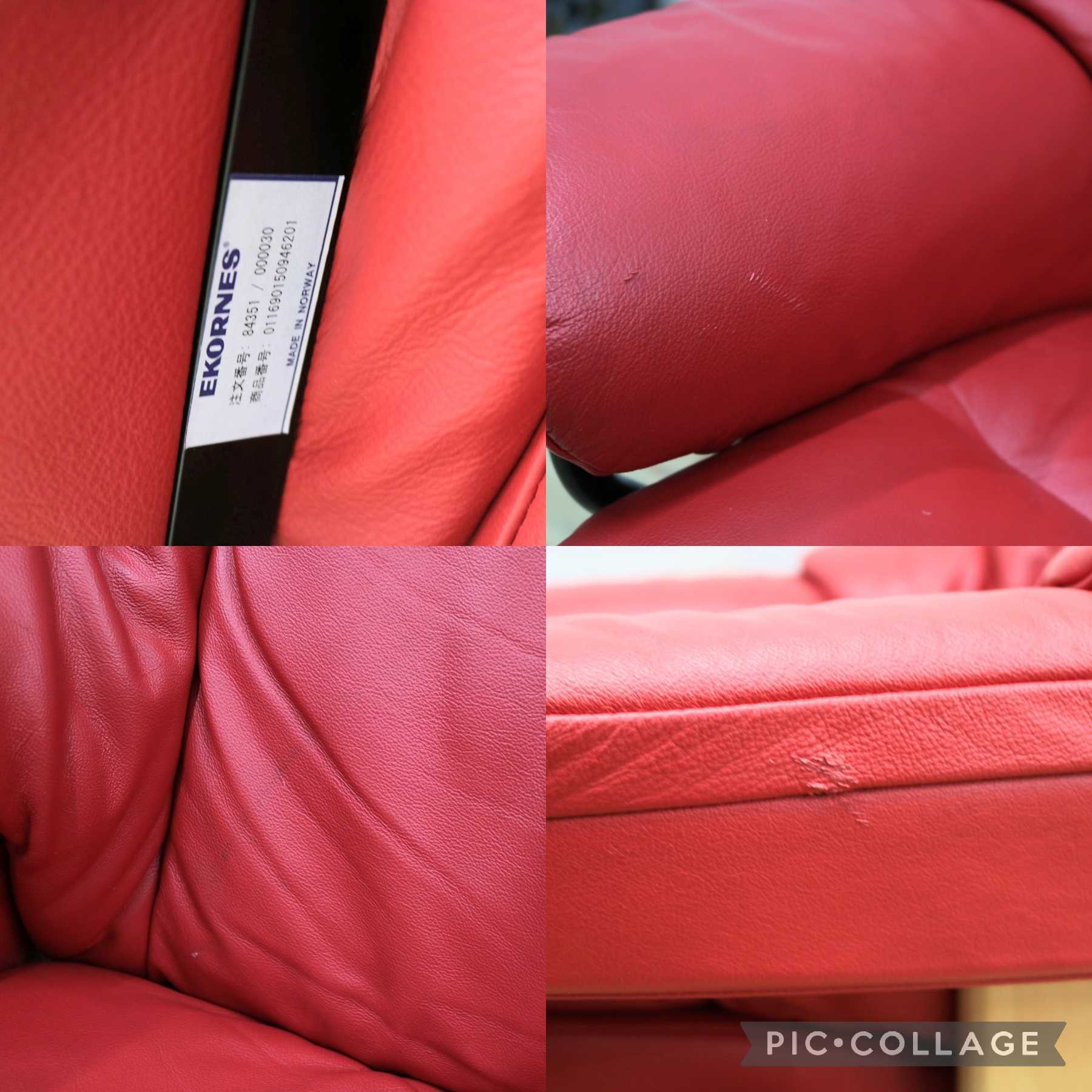 GMIS440A○EKORNES / エコーネス ストレスレスレノ Reno リクライニングチェア シングルソファ オットマン 赤 本革 北欧 ノルウェー