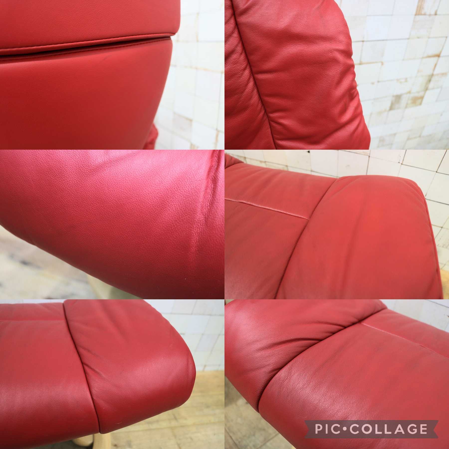 GMIS440A○EKORNES / エコーネス ストレスレスレノ Reno リクライニングチェア シングルソファ オットマン 赤 本革 北欧 ノルウェー
