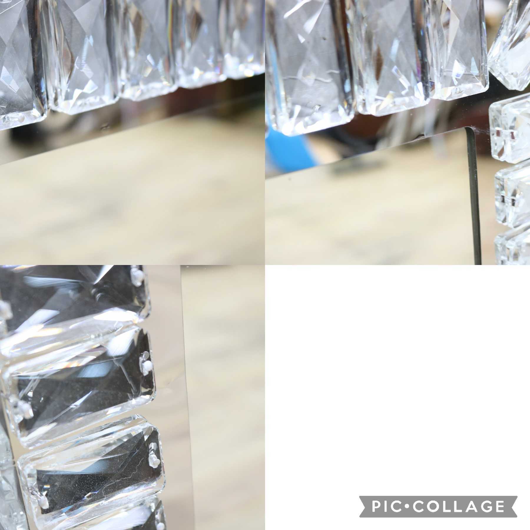 GMIK747E◯ウォールミラー 壁掛け鏡 壁掛けミラー 立て掛けミラー 鏡 照明付き 長方形 クリスタル 店舗什器 インテリア 未使用