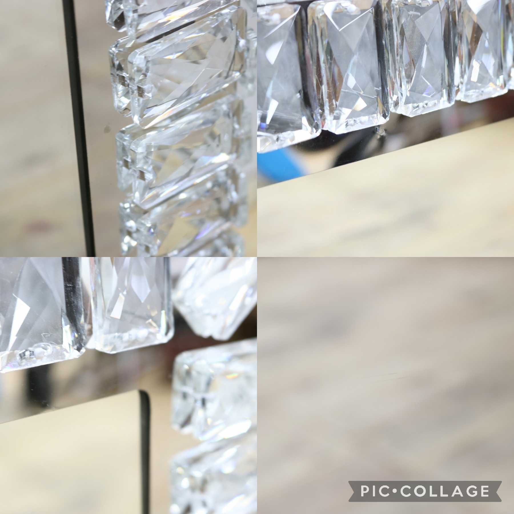 GMIK747F◯ウォールミラー 壁掛け鏡 壁掛けミラー 立て掛けミラー 鏡 照明付き 長方形 クリスタル 店舗什器 インテリア 未使用