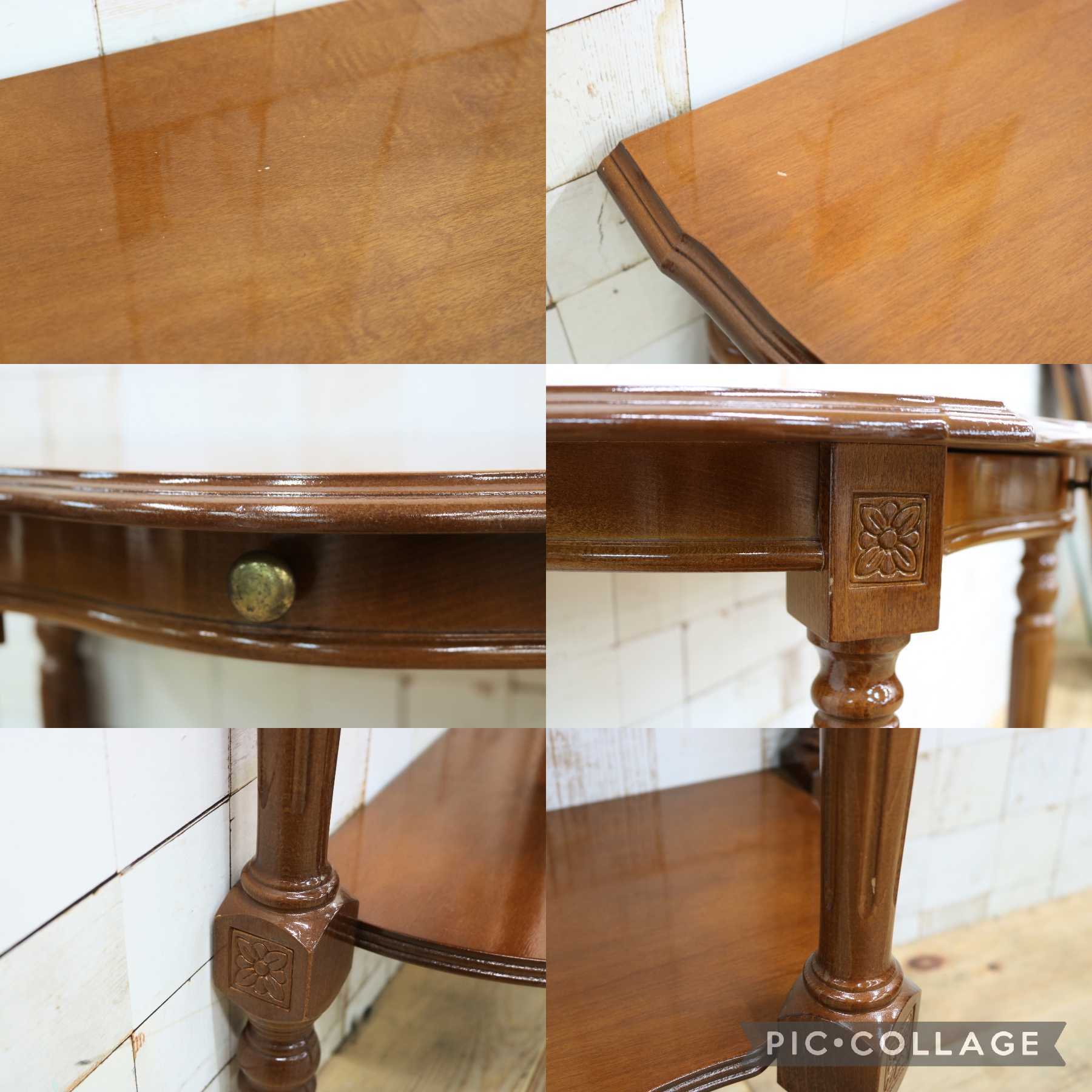 GMIH464○イタリア コンソールテーブル サイドテーブル 飾り台 花台 電話台 引出し 店舗什器 クラシック アンティーク調 ヨーロピアン