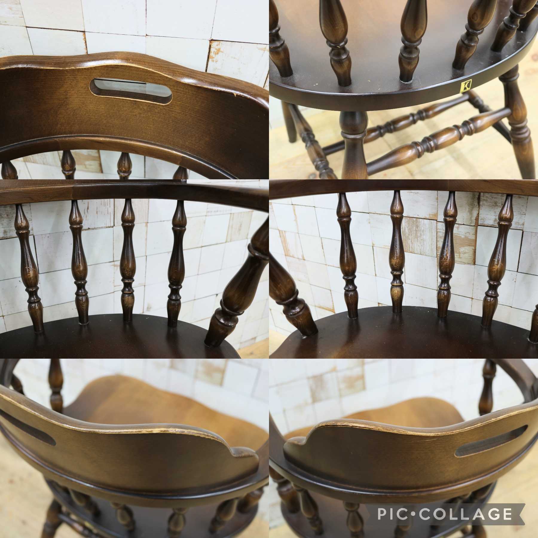 GMIS541A○飛騨産業 / HIDA キツツキ ウィンザーチェア ダイニングチェア アームチェア 椅子 カントリー レトロ 無垢 国産家具