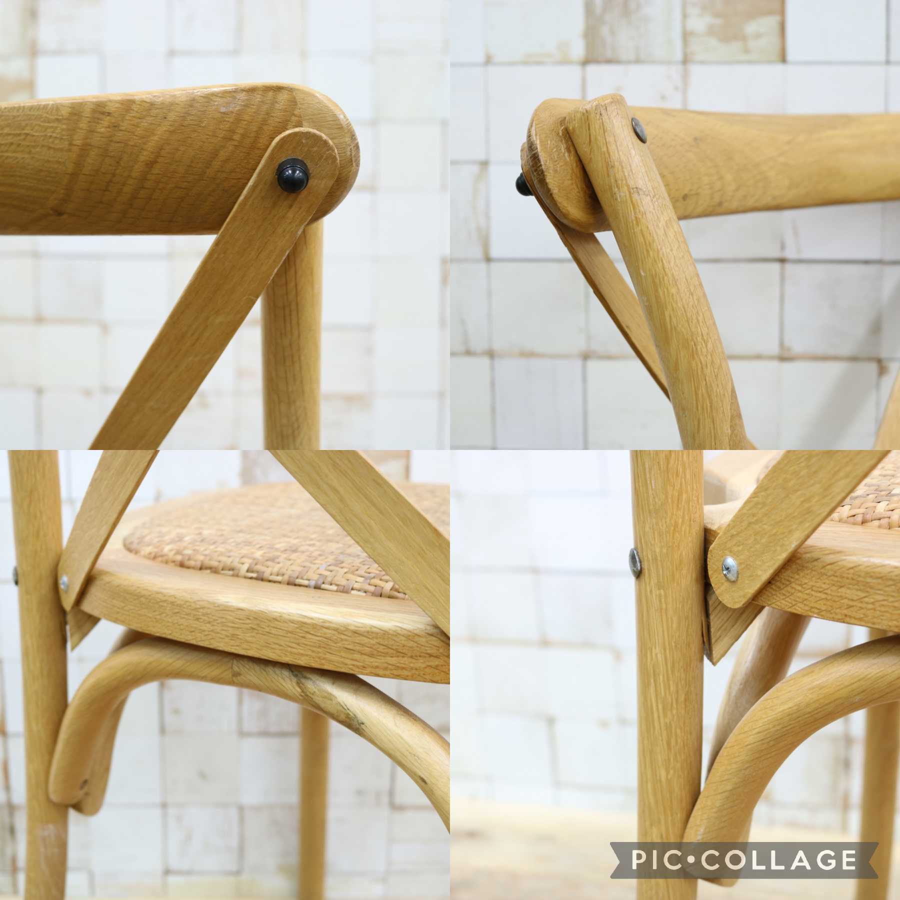 GMIH490G〇クロスバックチェア 木製 ラタン カフェチェア ビストロチェア ダイニングチェア ナチュラル 椅子