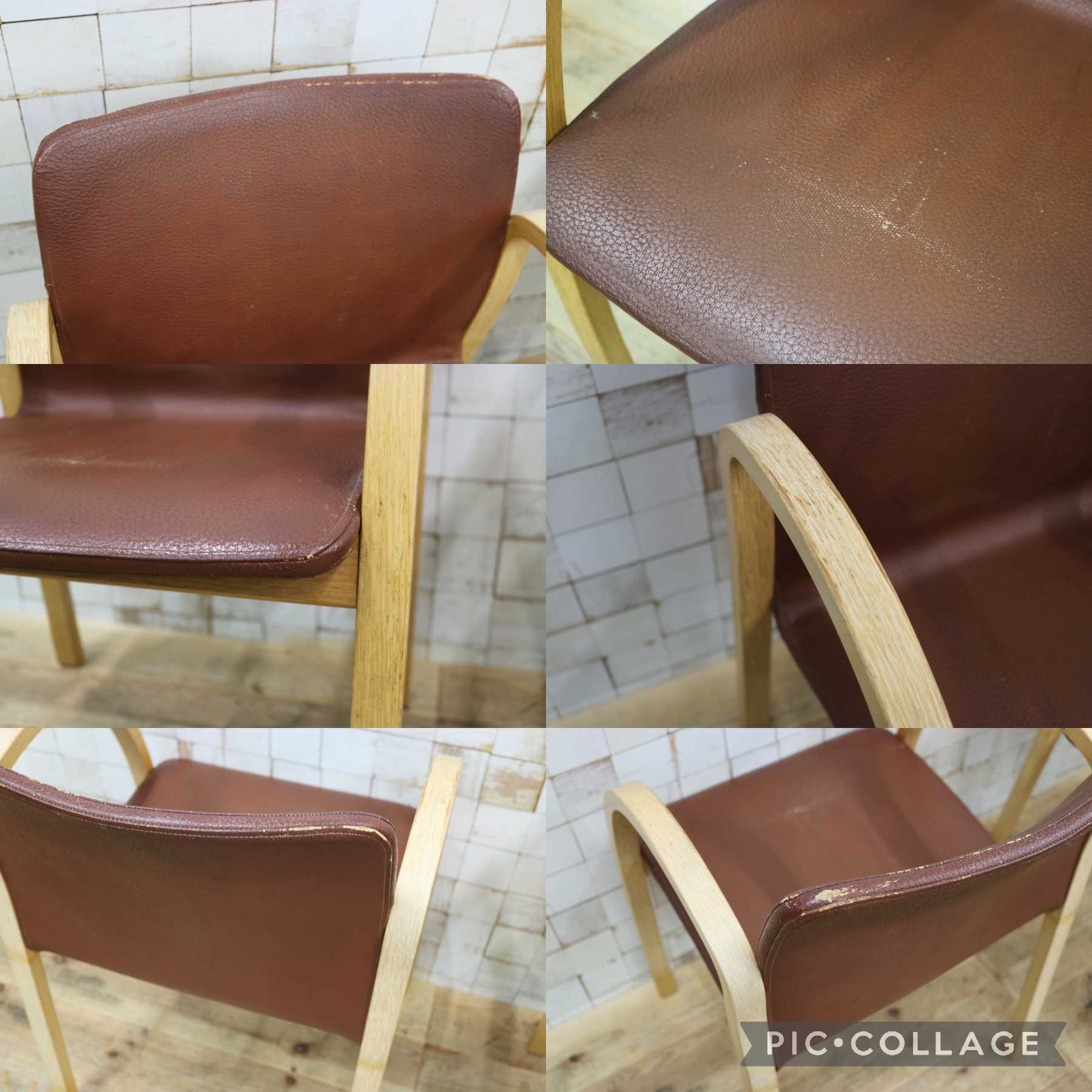 GMJH114B◯arflex / アルフレックス PFK ダイニングチェア 食卓椅子 アームチェア 椅子 本革 レザー 川崎文男 イタリア 2脚セット