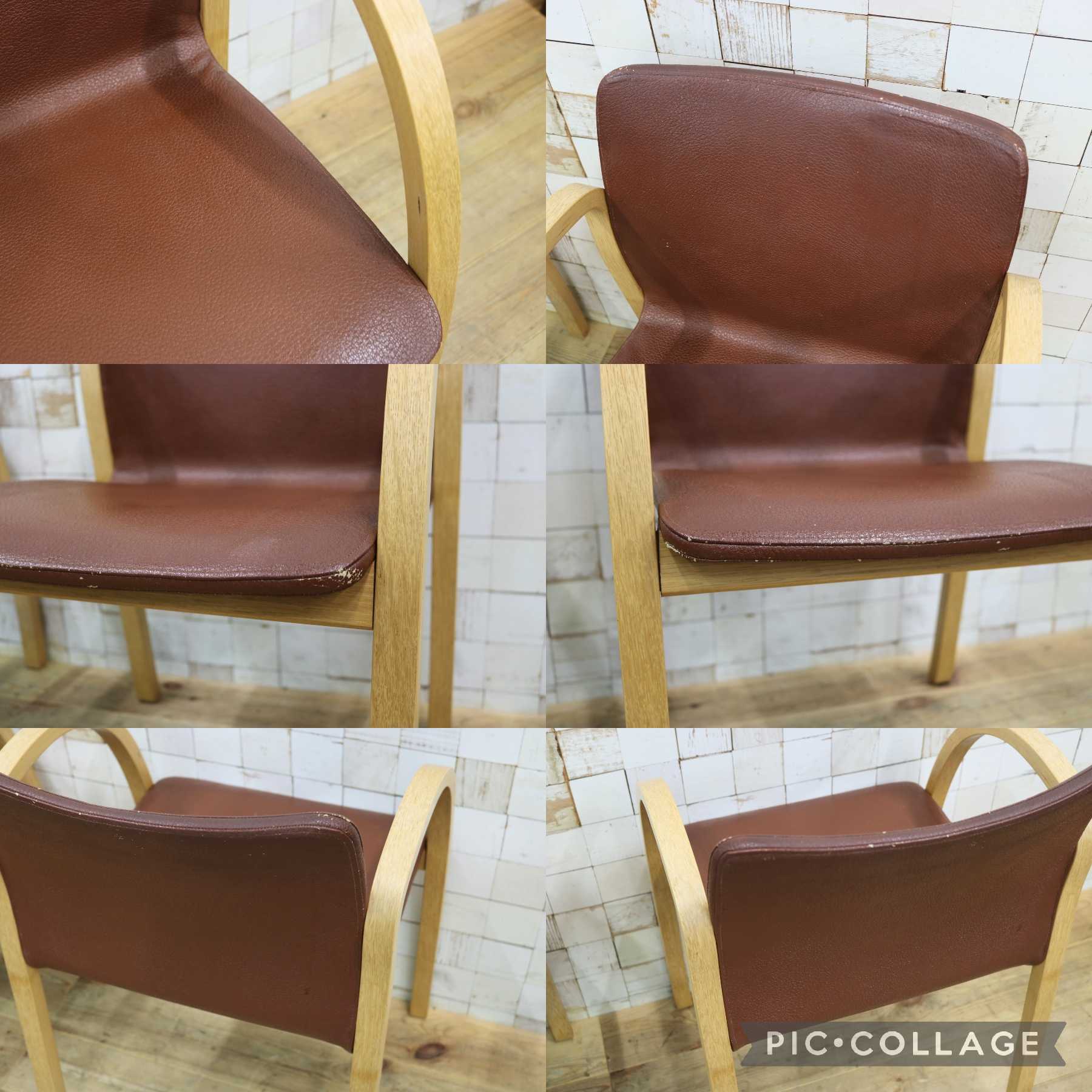 GMJH114B◯arflex / アルフレックス PFK ダイニングチェア 食卓椅子 アームチェア 椅子 本革 レザー 川崎文男 イタリア 2脚セット