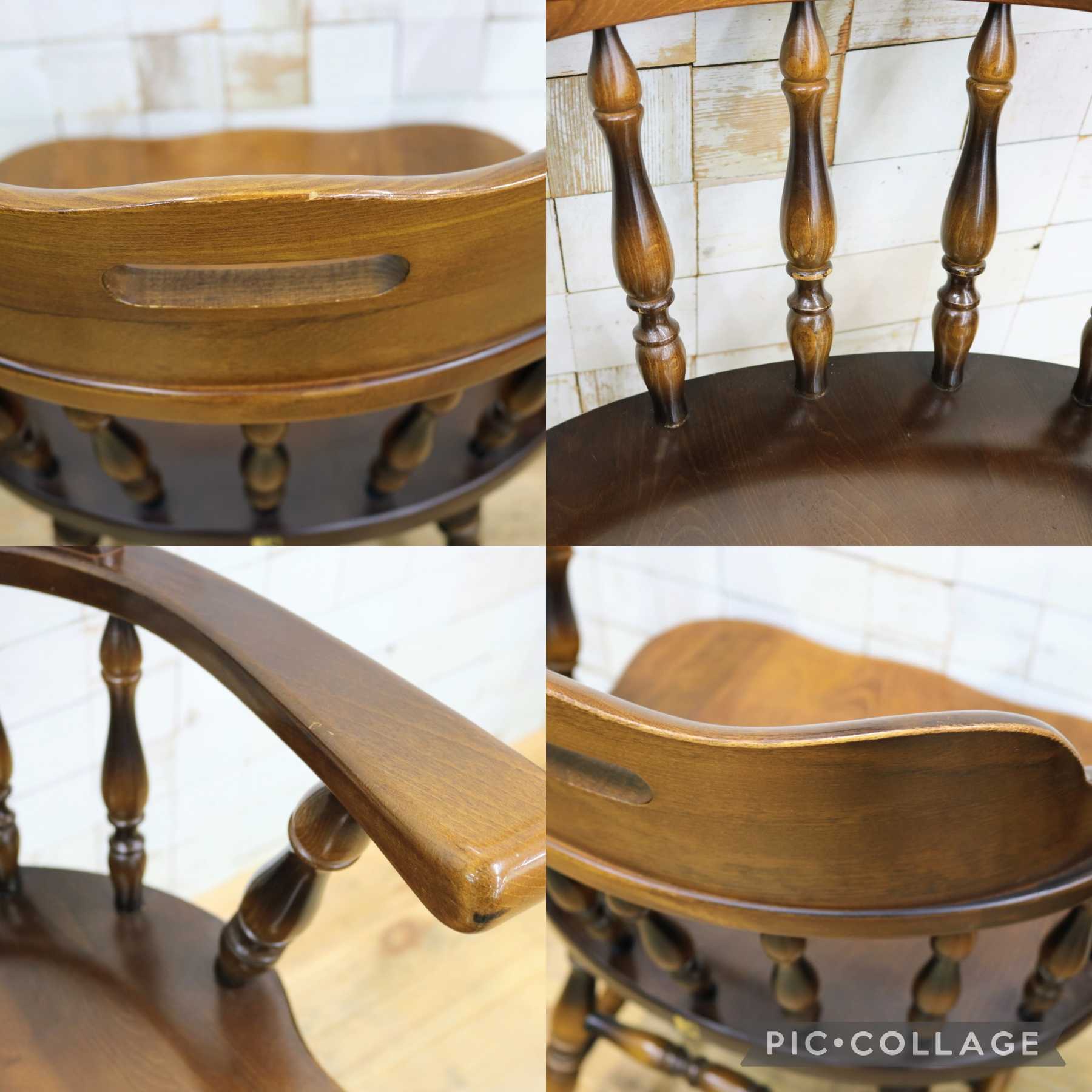 GMJS129B◯HIDA / 飛騨産業 キツツキ ダイニングチェア ウィンザーチェア 椅子 食卓椅子 2脚セット カントリー レトロ 無垢 国産家具