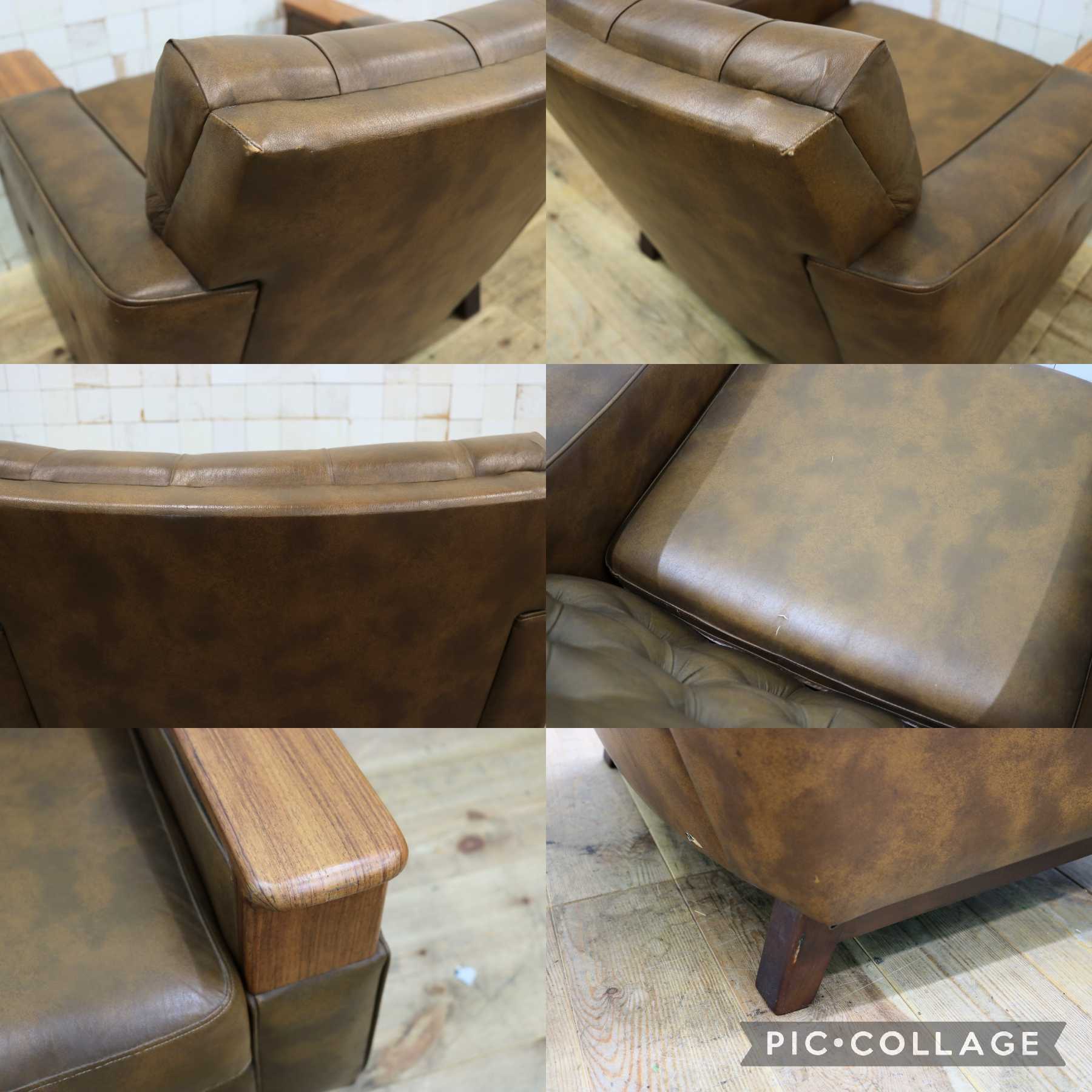 GMJH205B◯冨士ファニチア / FUJI FURNITUR シングルソファ ラウンジチェア パーソナルチェア レザー 応接室 昭和レトロ ヴィンテージ