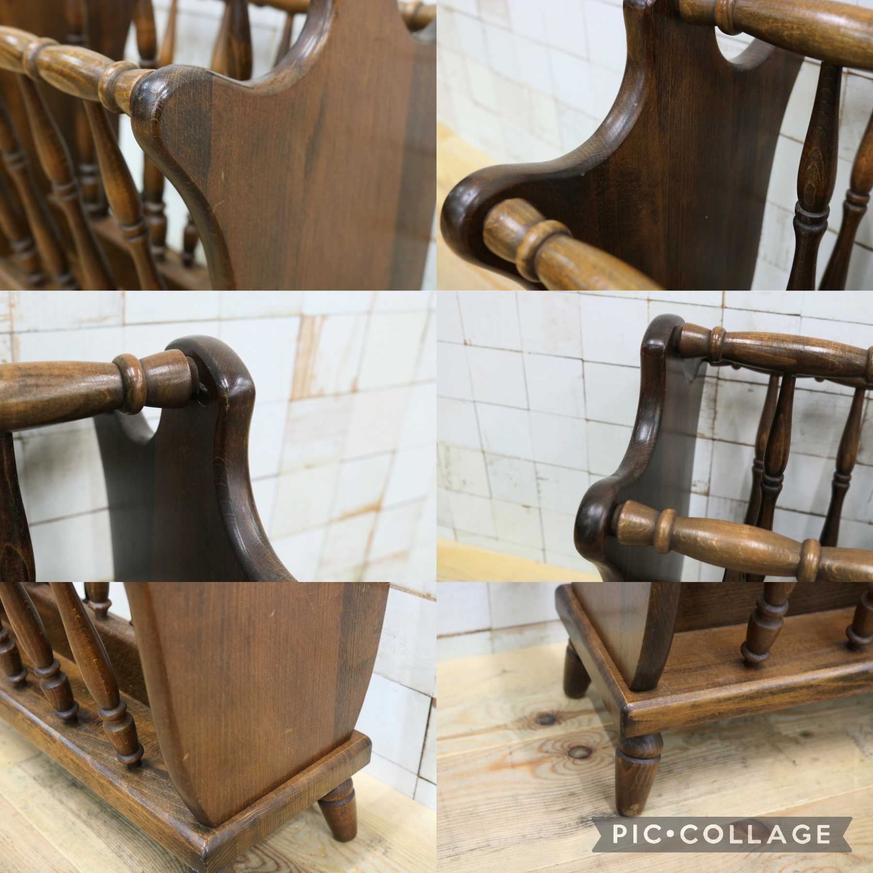 GMJH206C◯飛騨産業 / HIDA キツツキ マガジンラック スリッパラック ブックスタンド 収納 木製 レトロ アンティーク