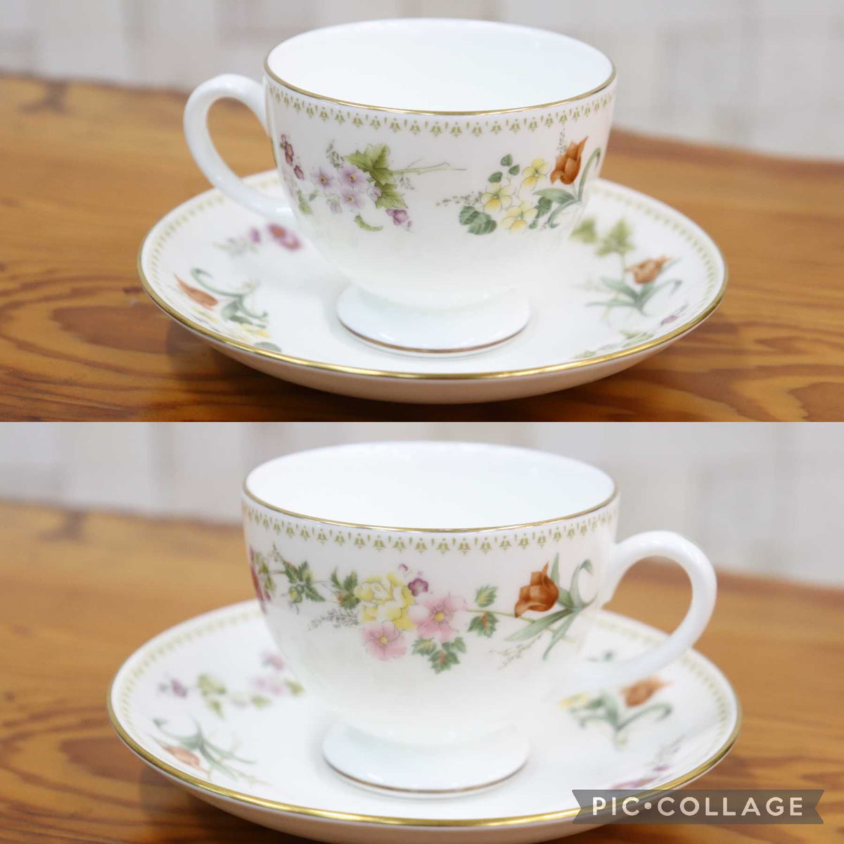 GMJO137M◯WEDGWOOD / ウェッジウッド MIRABELLE ミラベル ティーカップ&ソーサー 4客セット コーヒーカップ 洋食器 花柄 英国製 廃盤