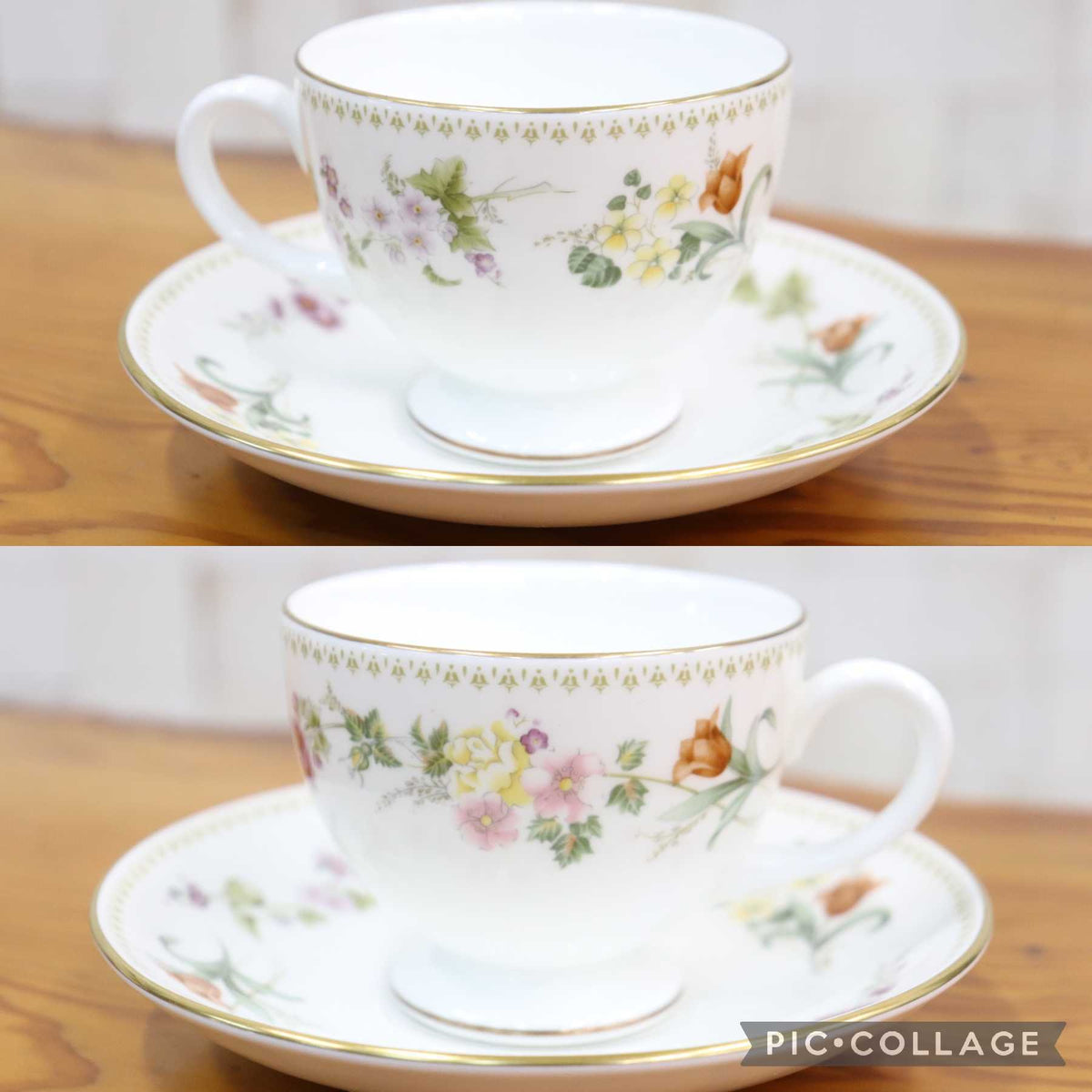 GMJO137M◯WEDGWOOD / ウェッジウッド MIRABELLE ミラベル ティーカップ&ソーサー 4客セット コーヒーカップ 洋食器 花柄 英国製 廃盤