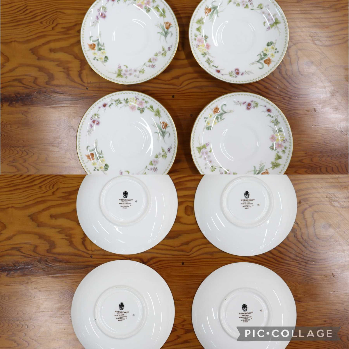 GMJO137M◯WEDGWOOD / ウェッジウッド MIRABELLE ミラベル ティーカップ&ソーサー 4客セット コーヒーカップ 洋食器 花柄 英国製 廃盤