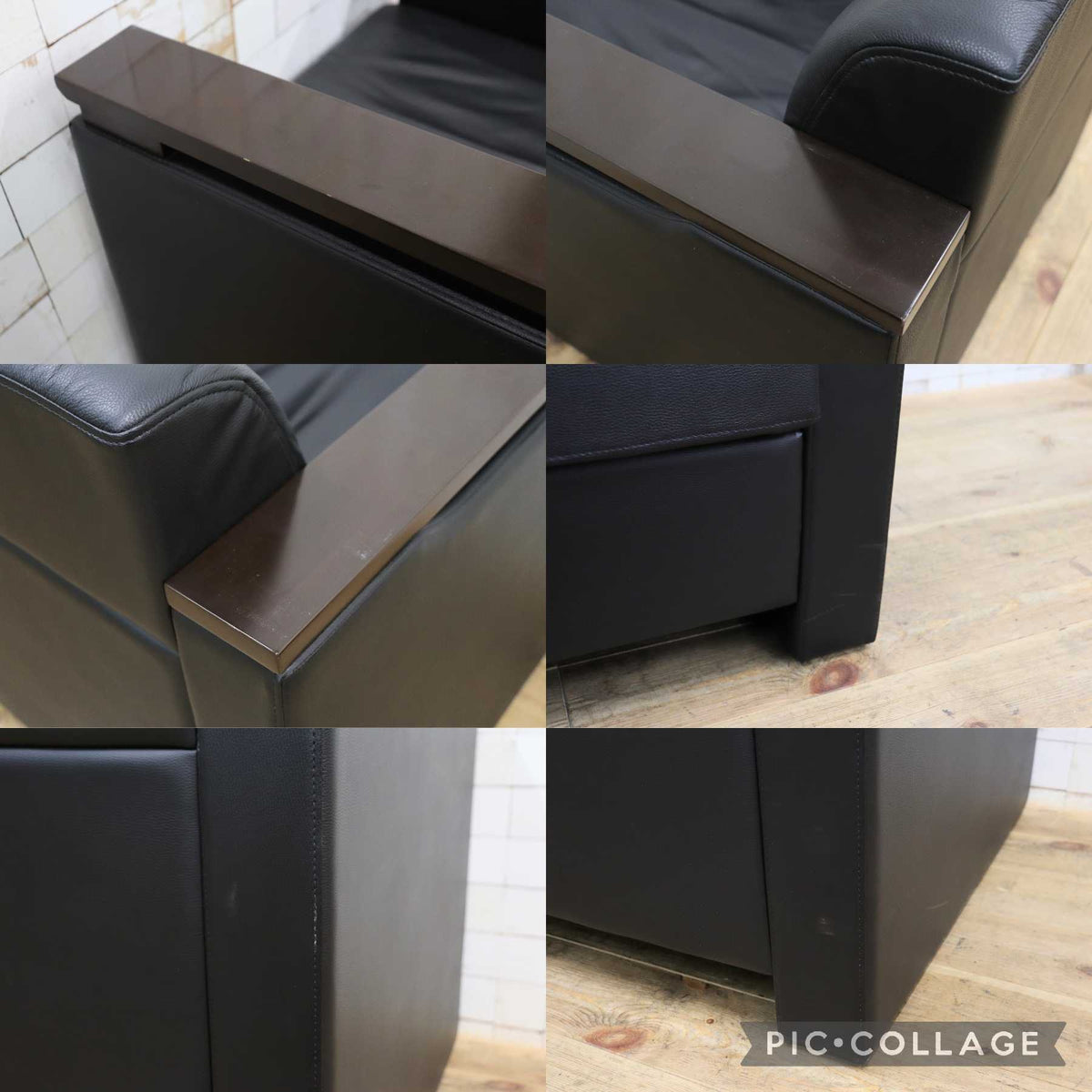 GMJH381C〇ITOKI / イトーキ 本革 1人掛けソファ シングルソファ ブラック 木製アームチェア 応接家具