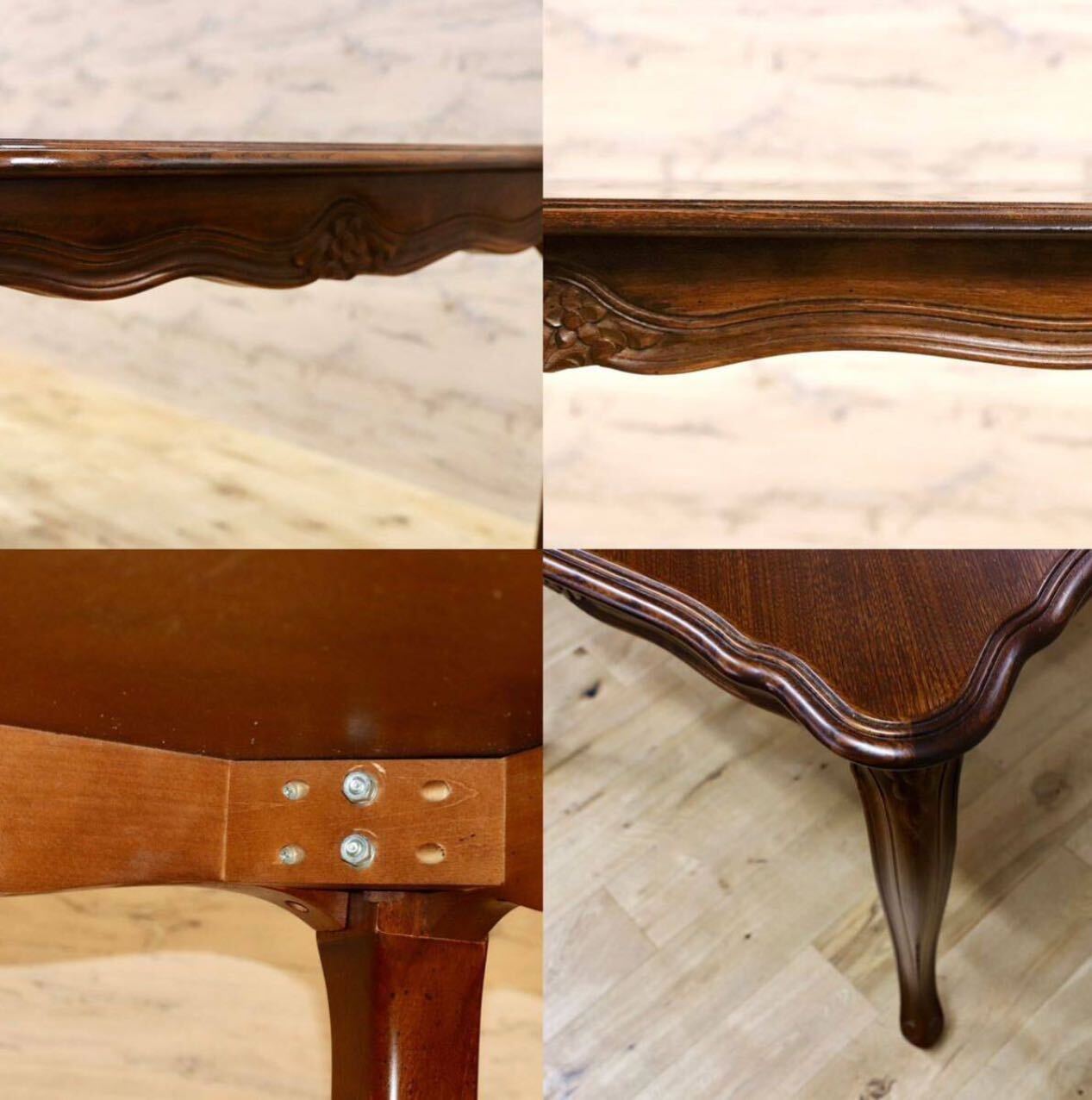 GMHK311○西洋 クラシック エレガント ダイニングテーブル 食卓テーブル 木製 アンティーク調 ロココ調