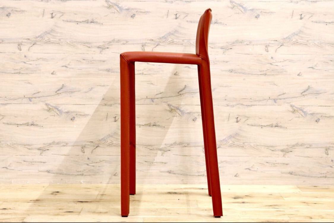 GMHN282D○アダル カウンターチェア ハイチェア バーチェア ハイスツール バースツール リサイクルレザー 赤 モダン シンプル 在庫品