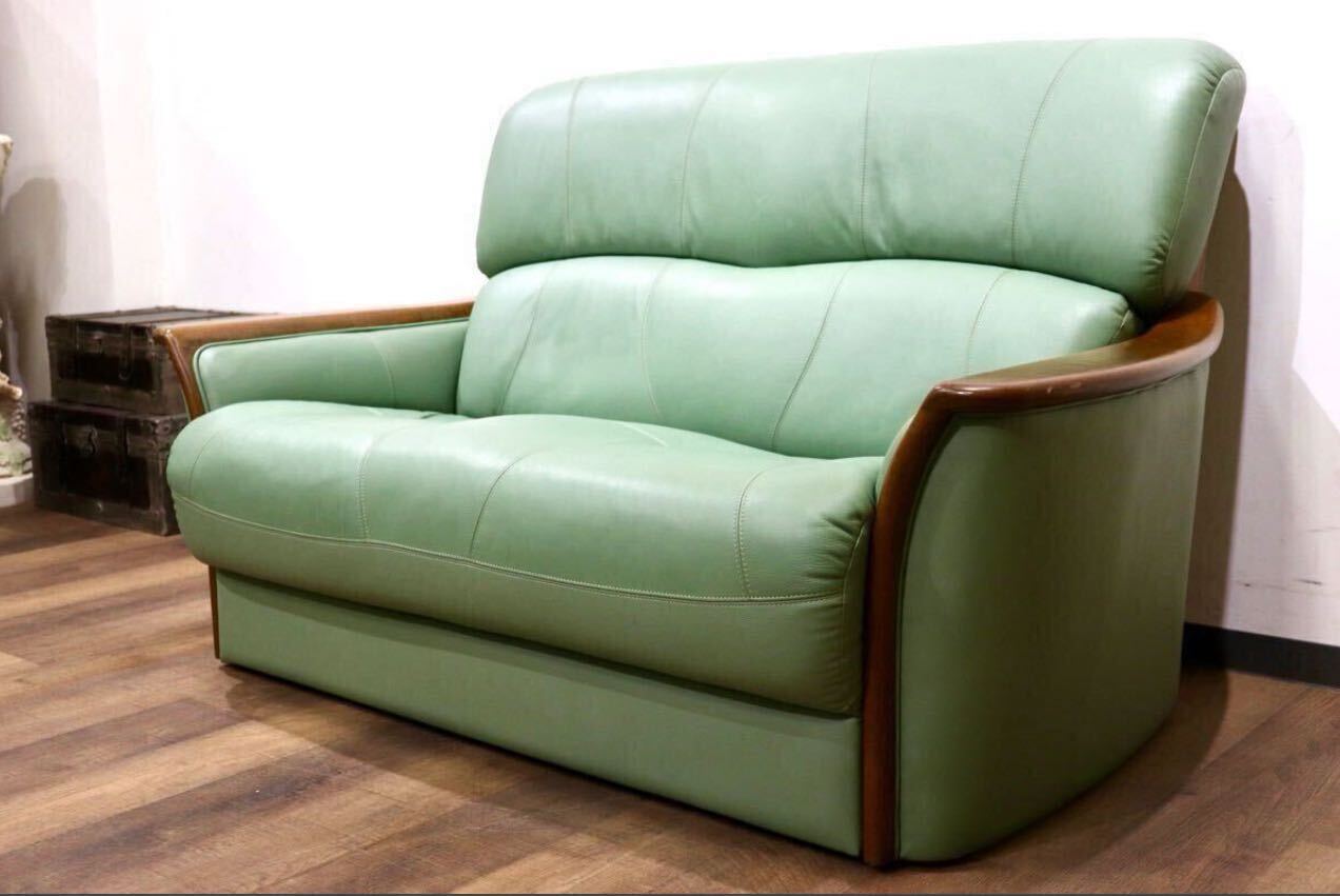 GMHH315○浜本工芸 / HAMAMOTO 2人掛けソファ ラブソファ 長椅子 本革  