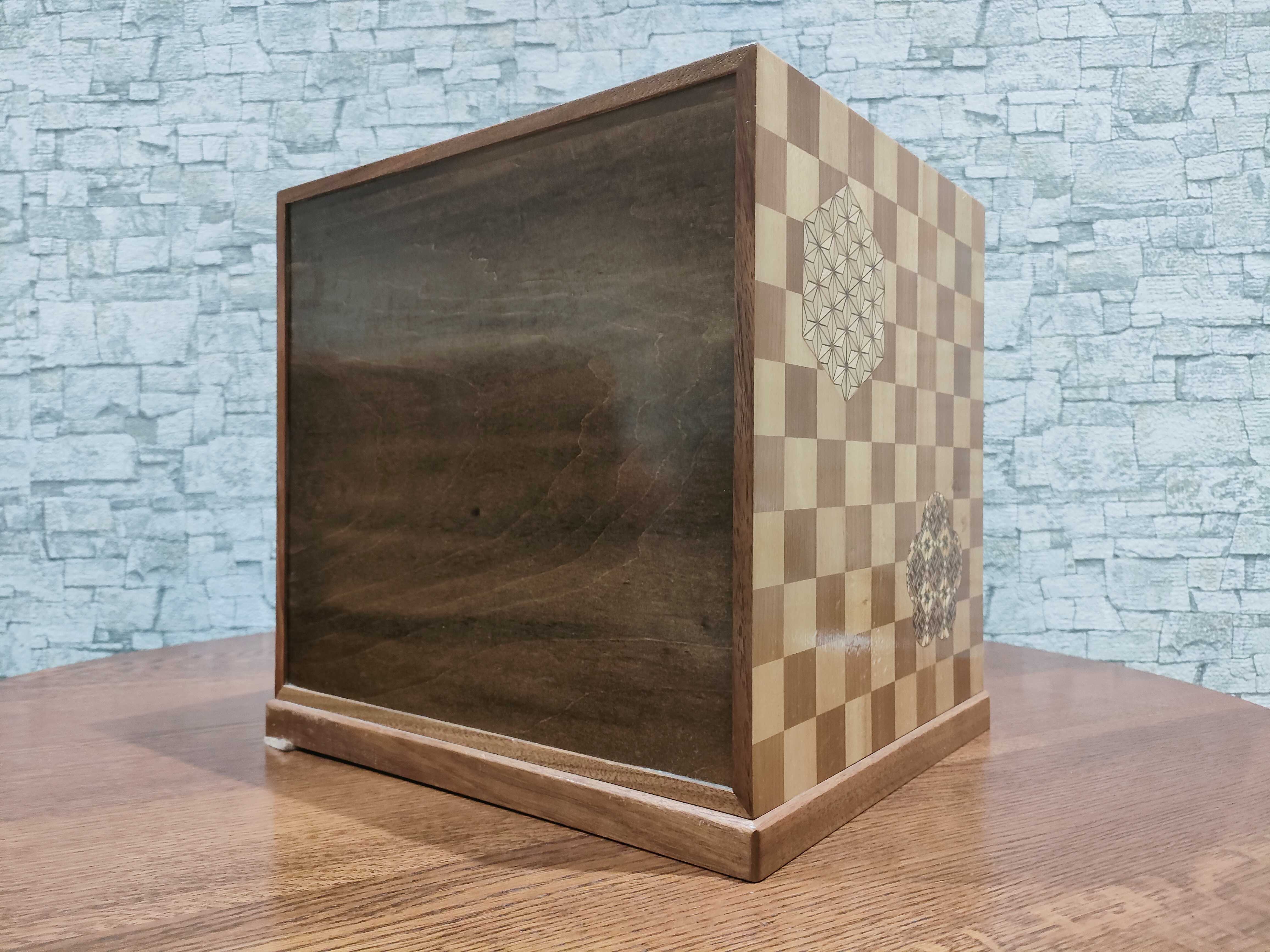 GMHO146○箱根寄木 小引出 サイドチェスト 工芸品