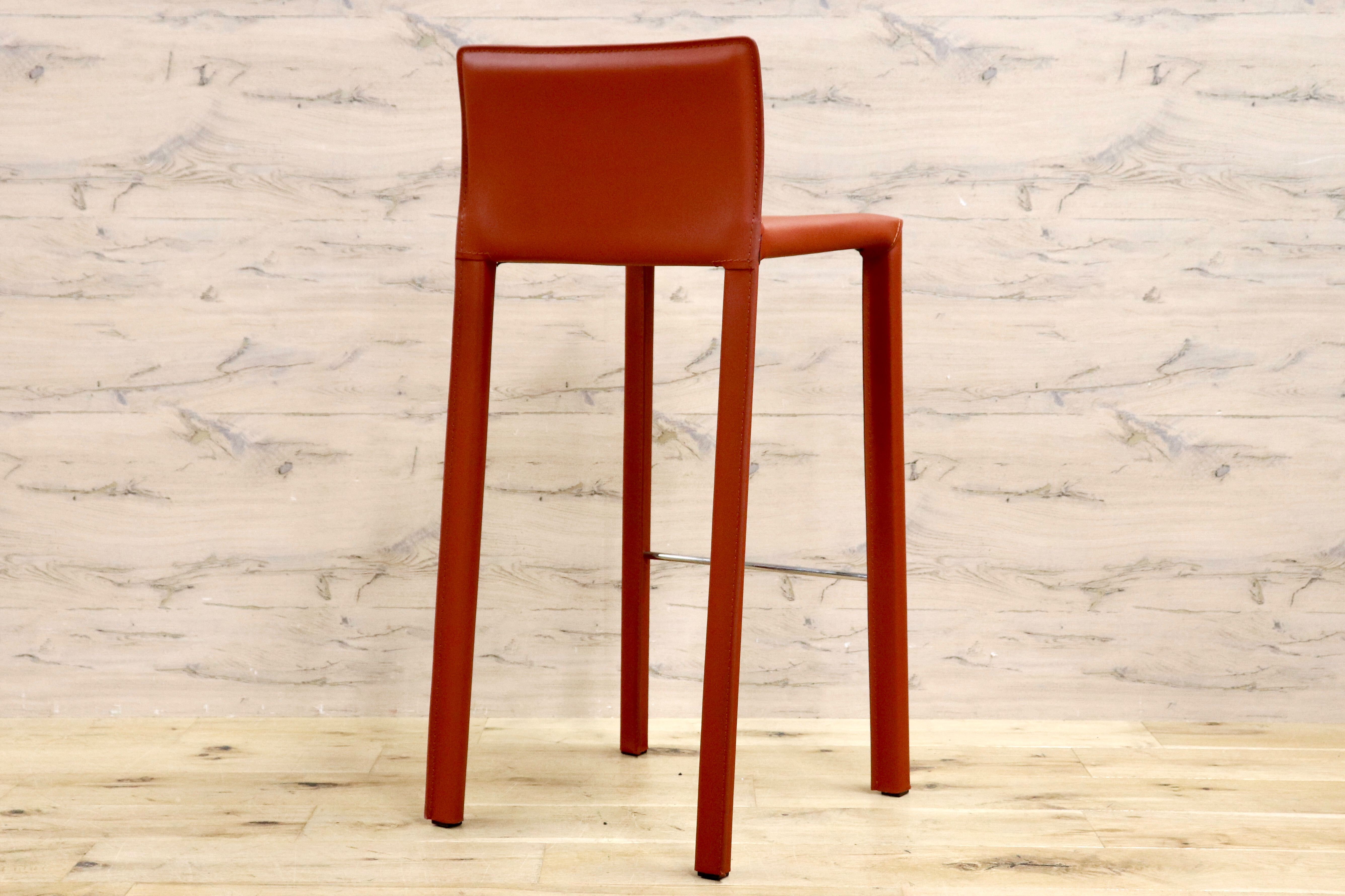 GMGN476B○アダル カウンターチェア ハイチェア バーチェア ハイスツール バースツール リサイクルレザー 赤 モダン シンプル 展示品