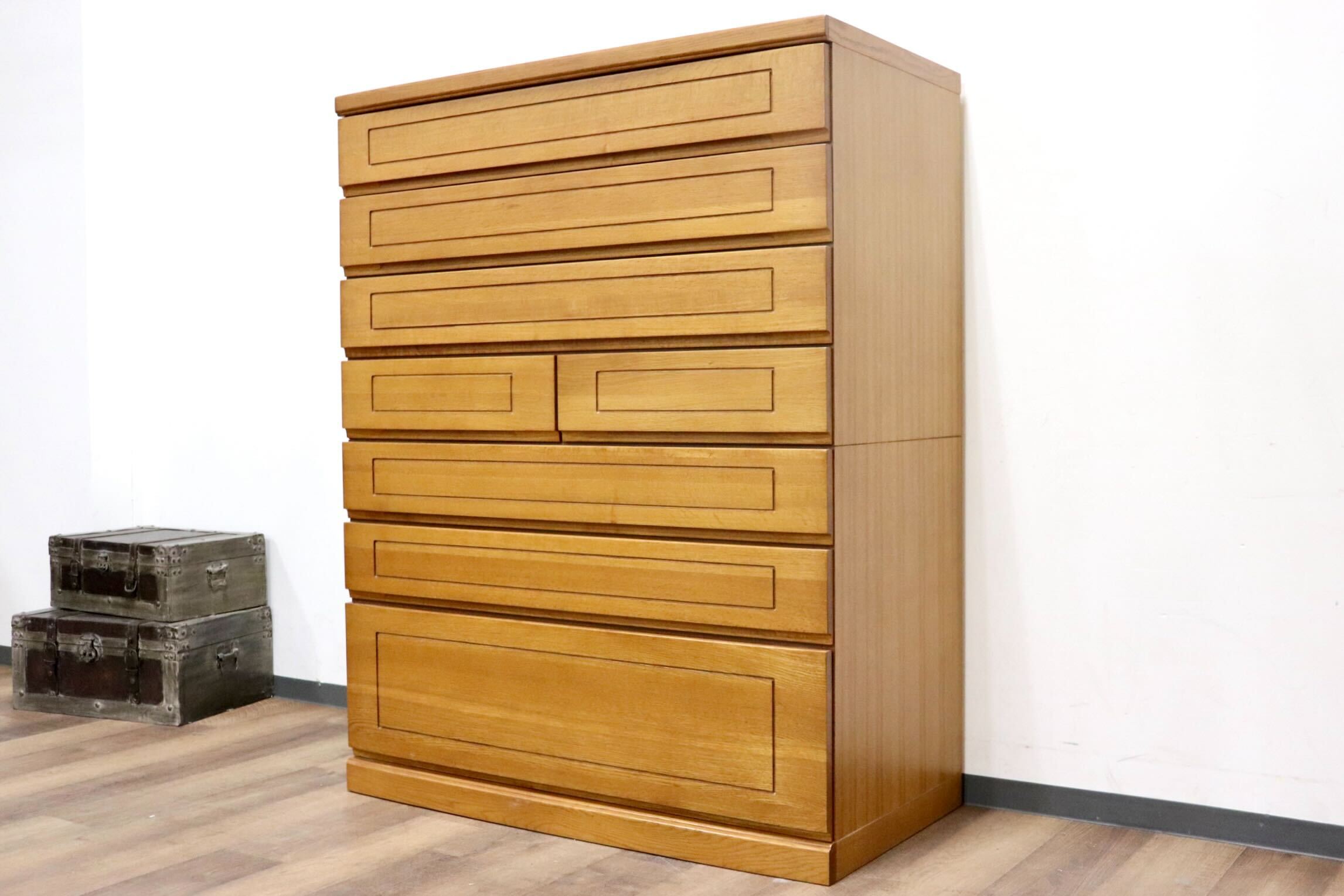 GMHS438○新木コーポレーション 7段チェスト 桐 整理箪笥 洋服タンス ハイチェスト 収納家具 ナチュラル モダン 鳥取家具 約14万