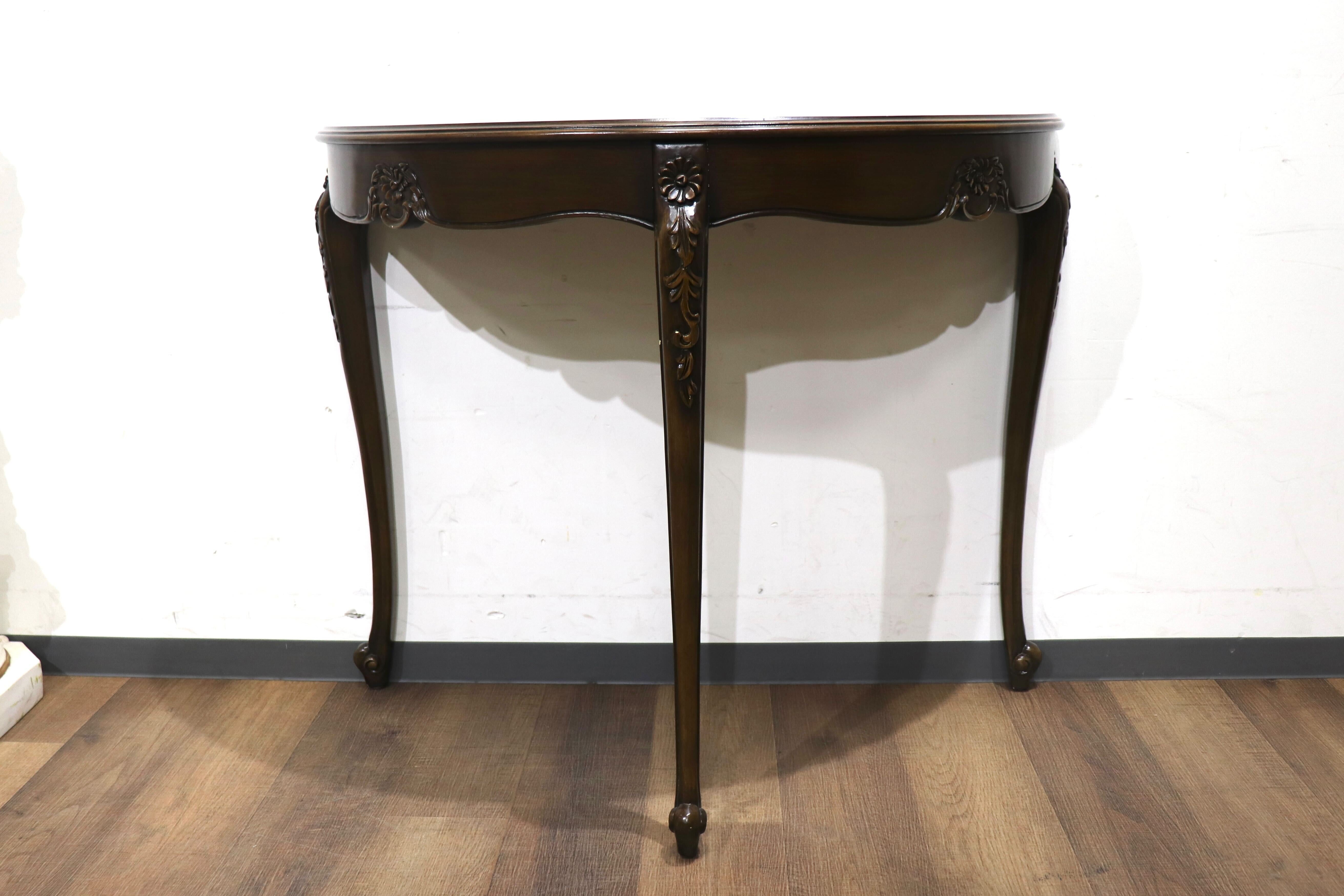 GMHN250○ロココ調 コンソールテーブル サイドテーブル 電話台 飾り台 木製 クラシック ブラウン ヨーロピアン 猫脚 アンティーク調
