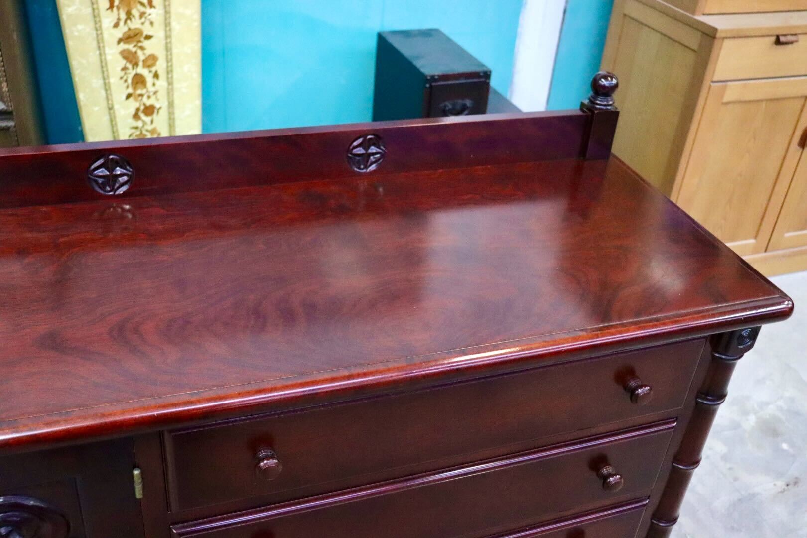 GMIK810A○モリシゲ / MORISHIGE サイドボード リビングボード 飾り棚 キャビネット チェスト オリーブ印 レトロ アンティーク