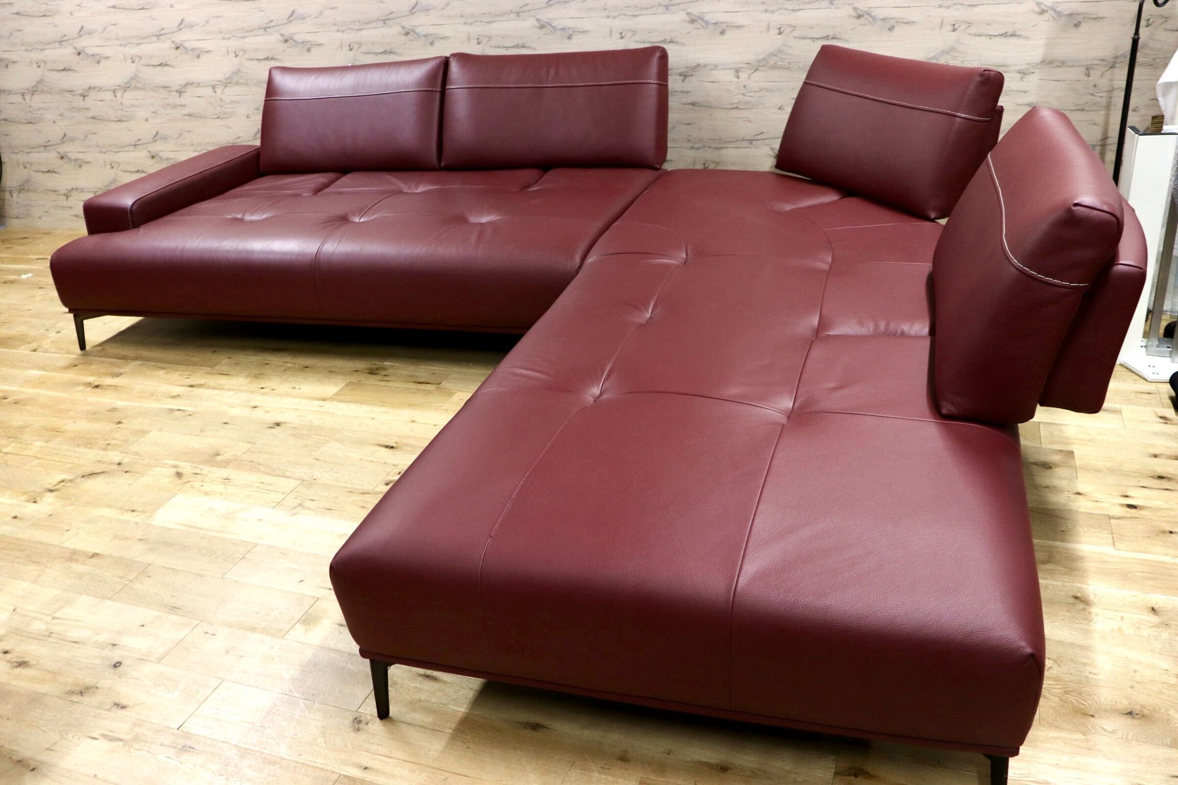 GMHK339○nicoline / ニコライン EGEO エジオ 3人掛けソファ カウチソファ 総革 イタリア 最高級 +CASA 定価約164万 展示品