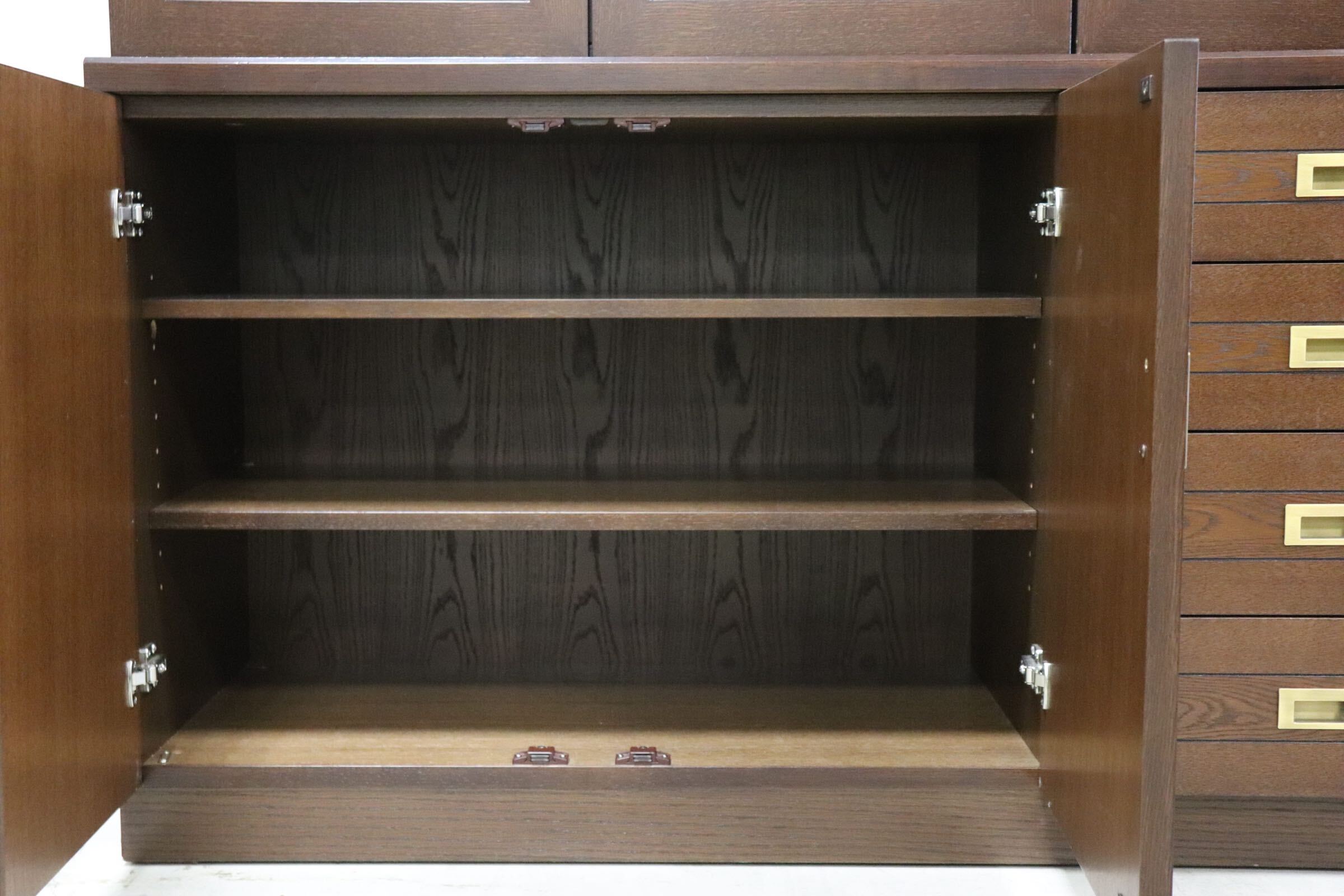 GMGK38○高橋工芸 SEED 食器棚 本棚 書棚 飾り棚 カップボード ダイニングボード 収納家具 オーク材 クラシック 府中家具 定価約26万