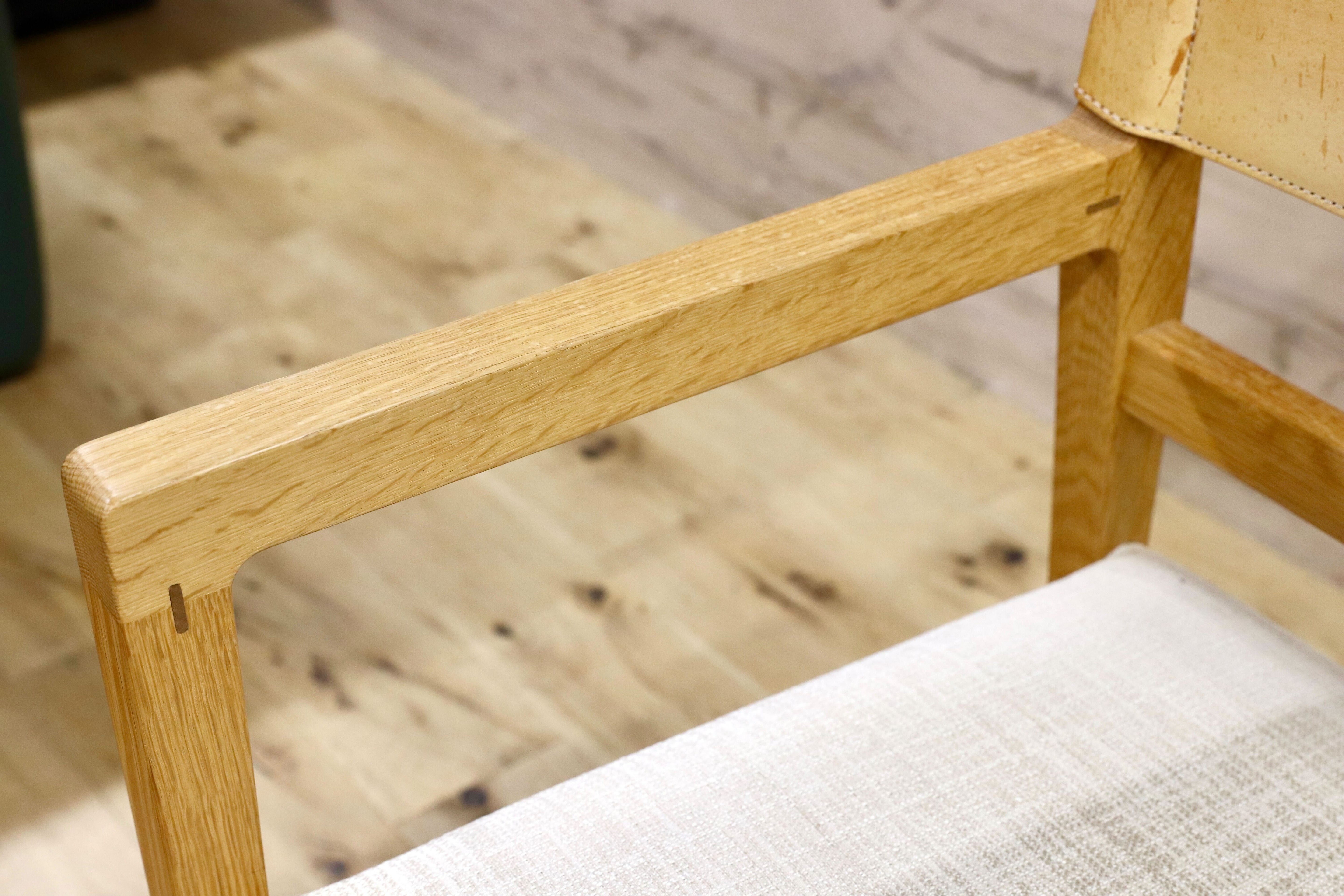 GMHN14○Ritzwell / リッツウェル IBIZA FORTE イビサフォルテ アームチェア ダイニングチェア 椅子 楢無垢材 ヌメ革 モデルハウス展示品