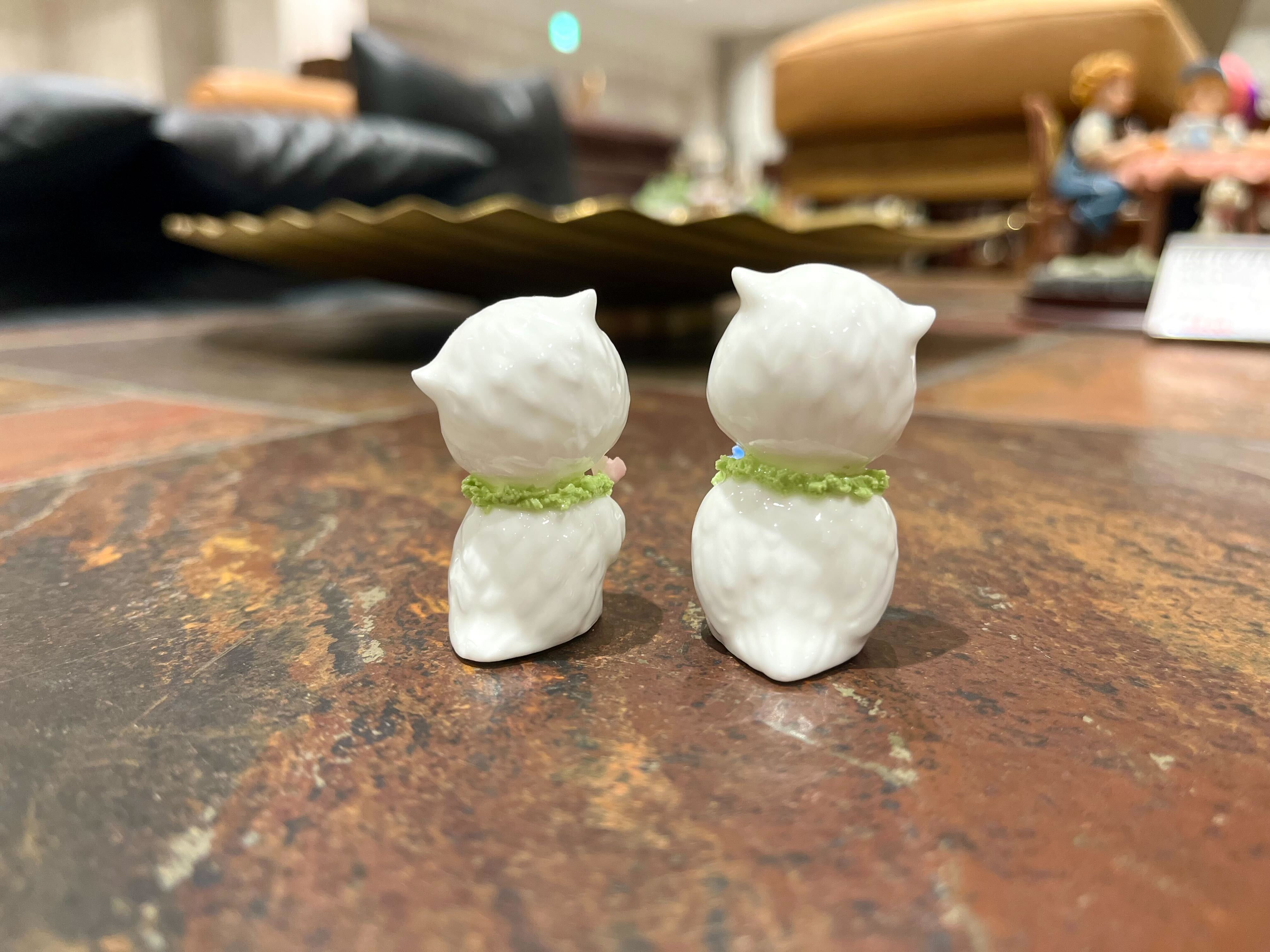 GMIO18B○KATO KOGEI BONE CHINA / 加藤工芸 フクロウ置物ペア 陶器 フィギュア 動物 鳥 梟