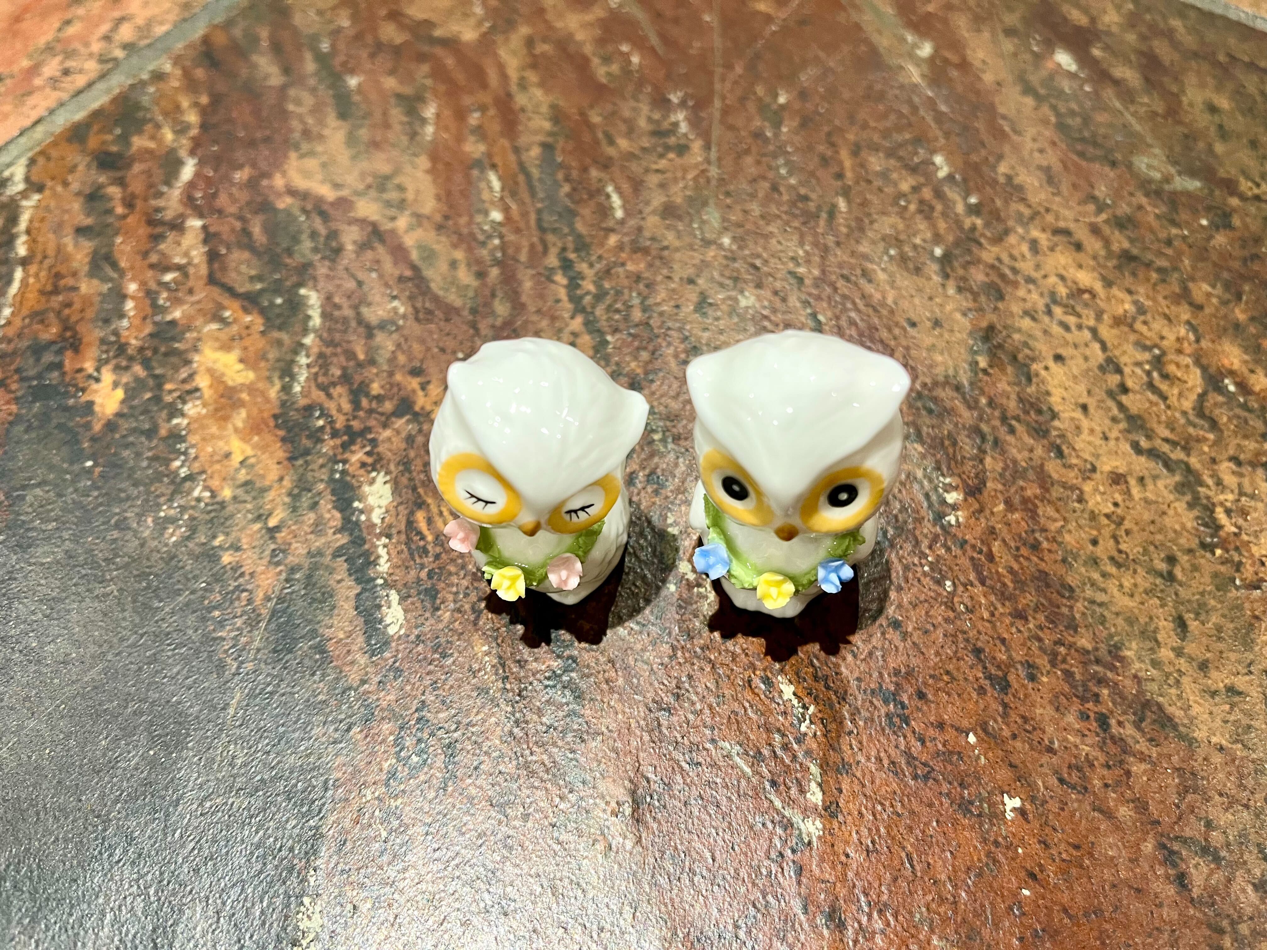 GMIO18B○KATO KOGEI BONE CHINA / 加藤工芸 フクロウ置物ペア 陶器 フィギュア 動物 鳥 梟